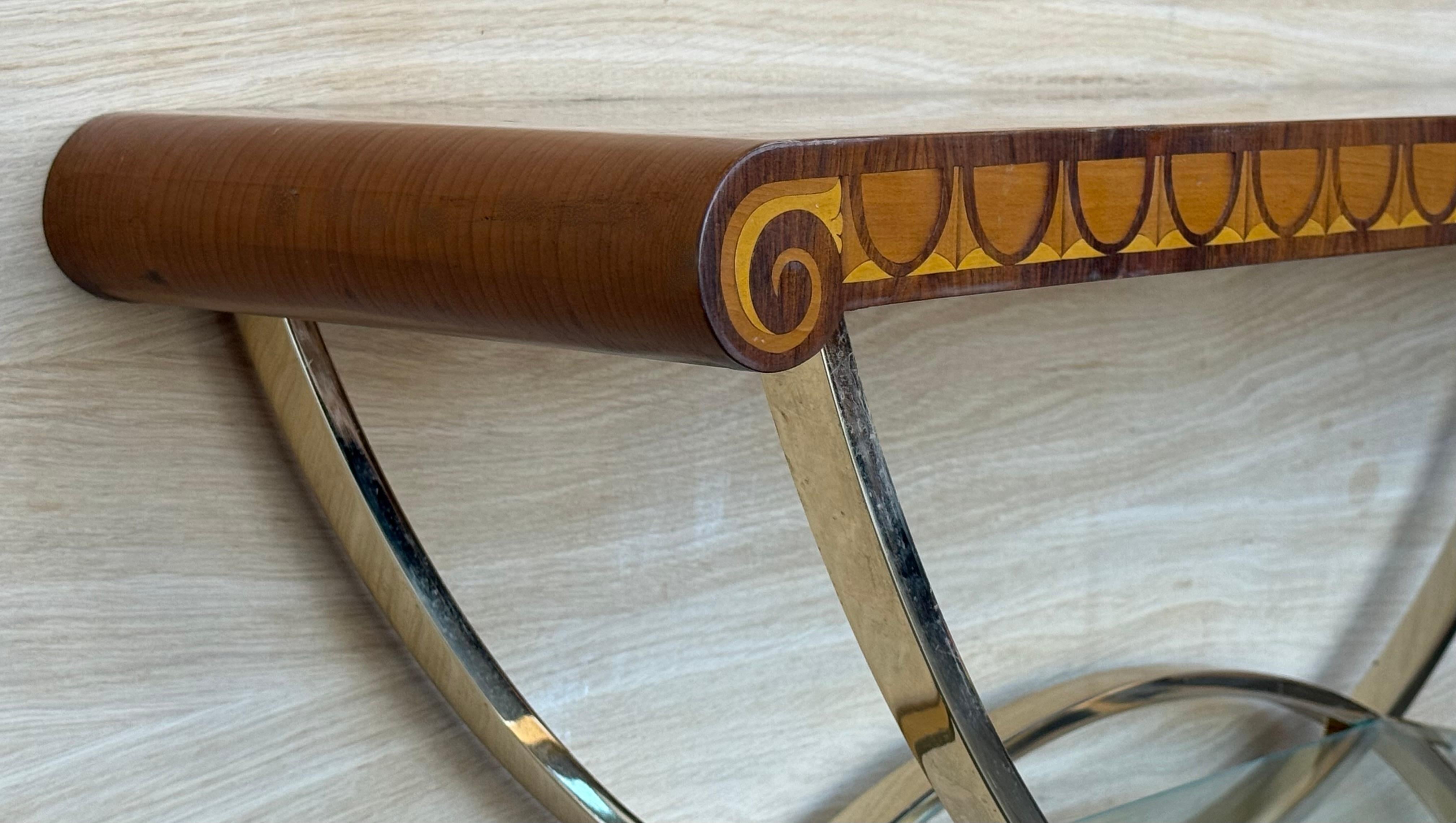 Art-Deco-Konsole mit Sockel aus heller Bronze und kontrastierender dunkler Platte mit Palmen im Angebot 1