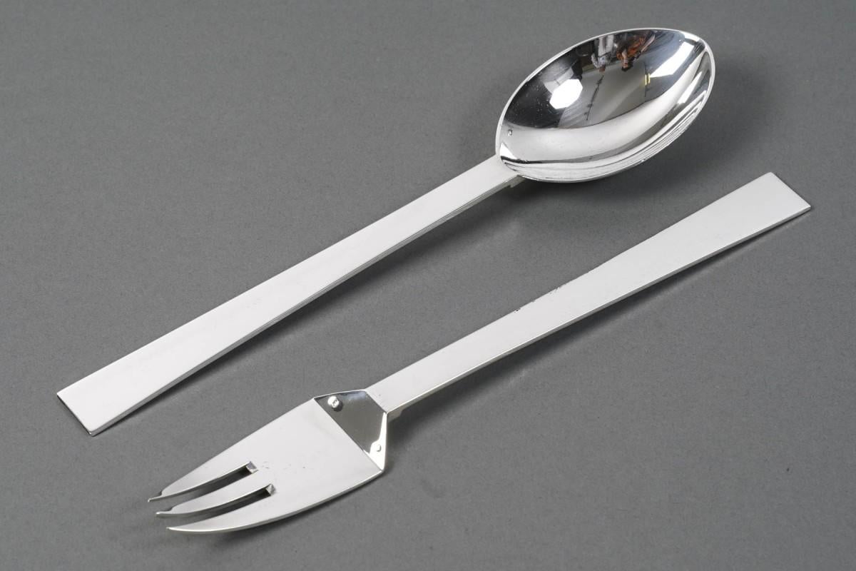 20th Century Art deco construtivist-shaped service cutlery circa 1930