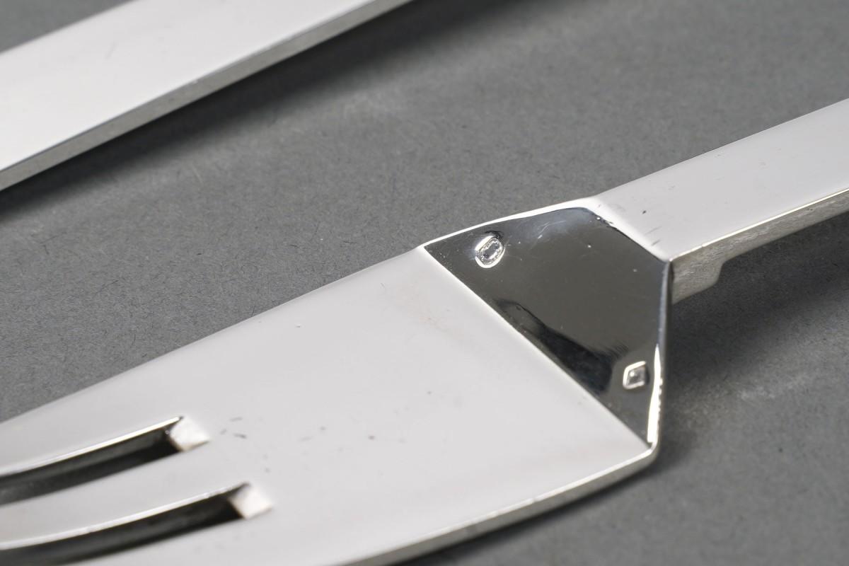 Sterling Silver Art deco construtivist-shaped service cutlery circa 1930