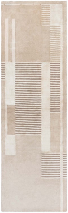 Art Deco Contemporary Beige Silk Runner "Enfilade" by Doris Leslie Blau