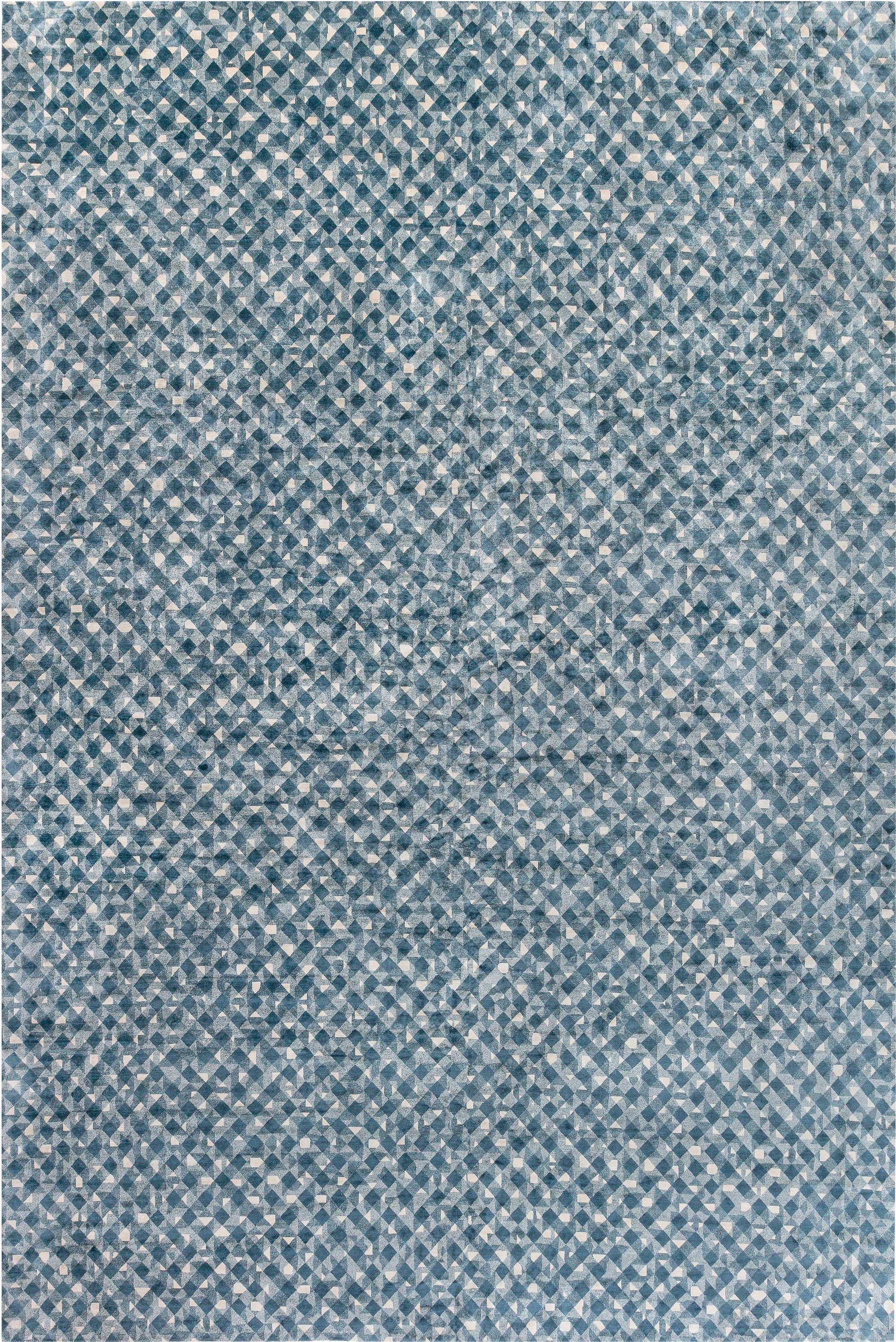 Zeitgenössischer geometrischer Seidenteppich im Art-Déco-Stil „Rhombus“ von Doris Leslie Blau