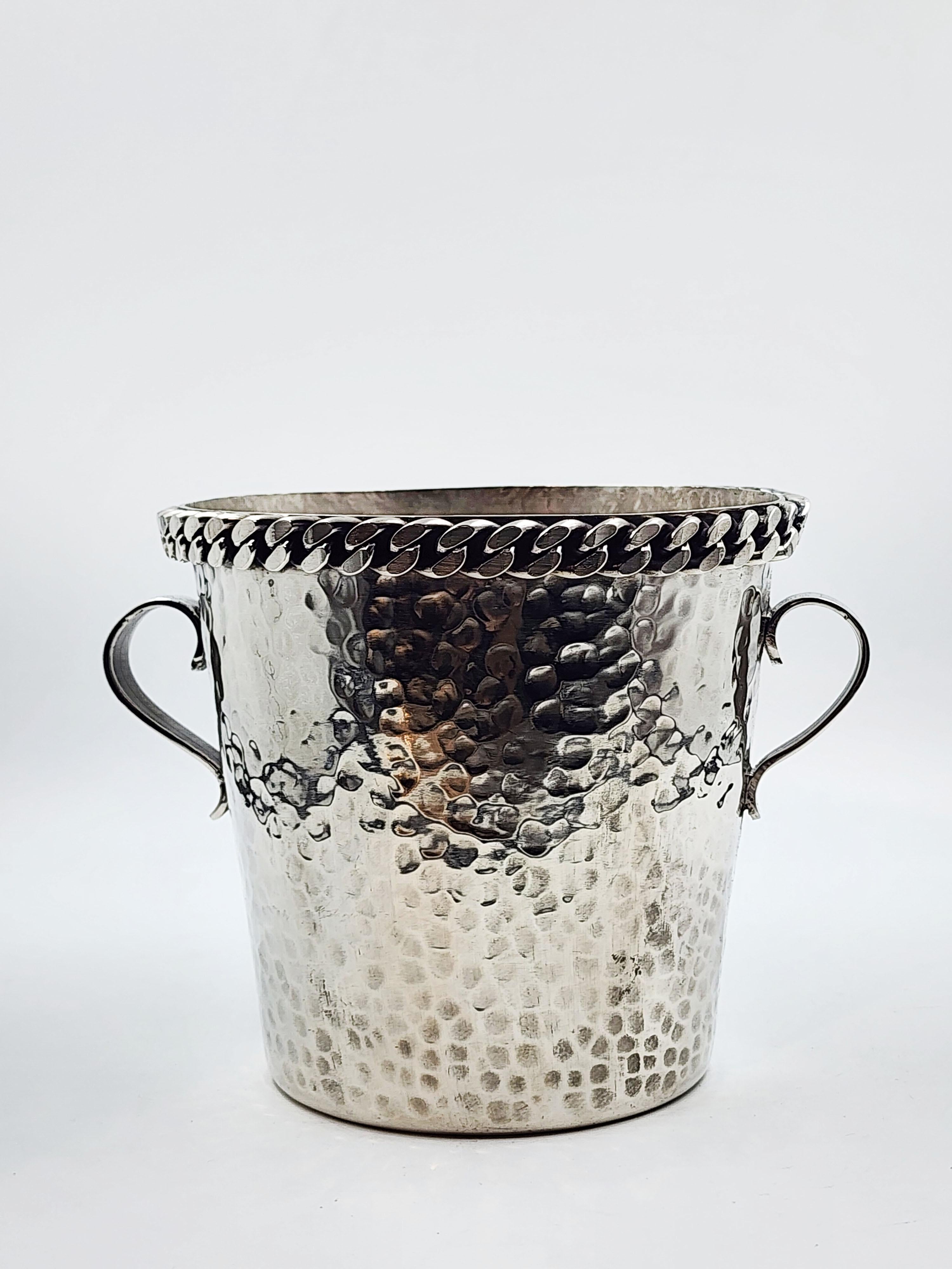 20th Century Art Deco Cooler in Silver Metal by Jean Despres For Sale