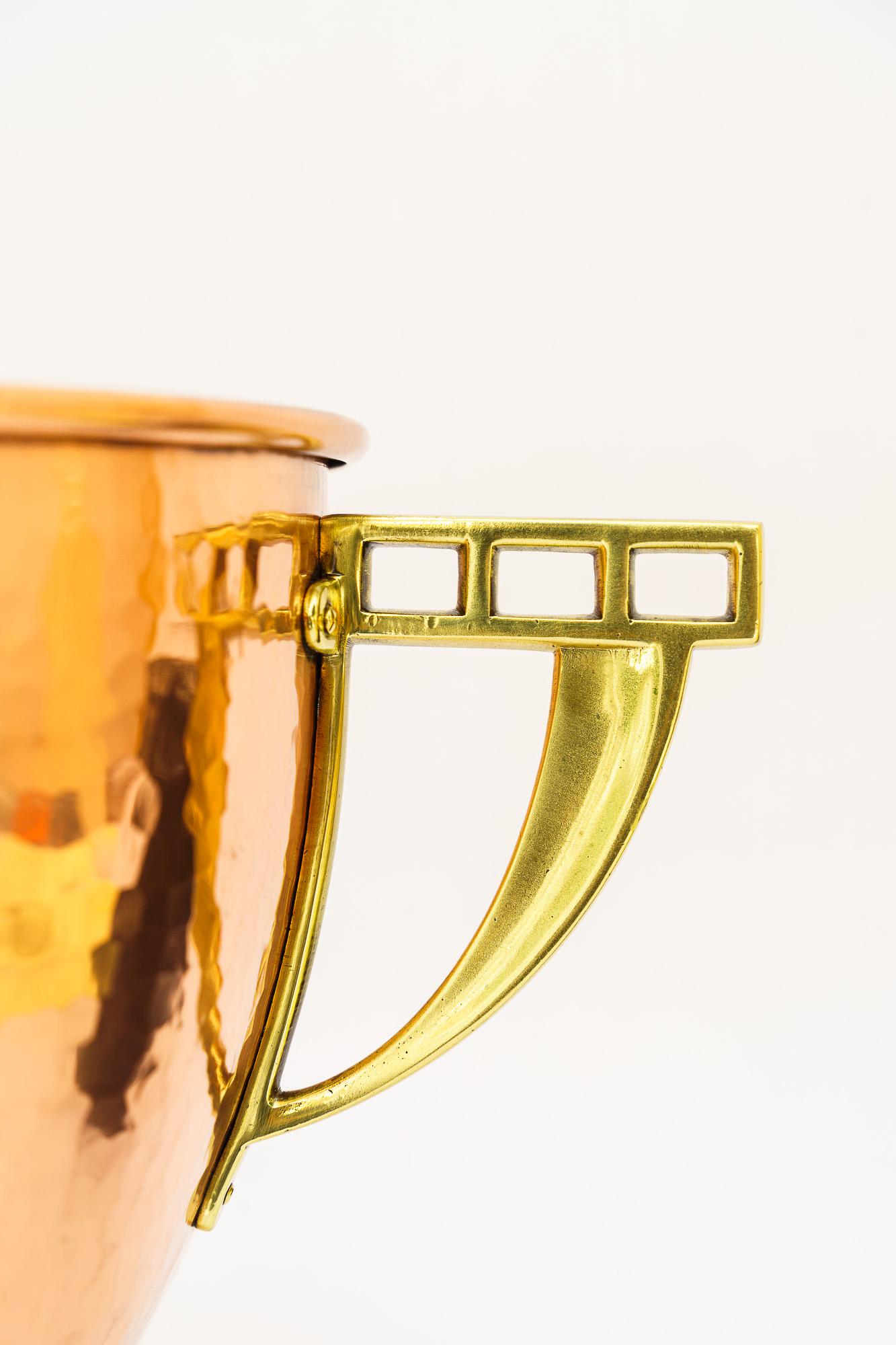 Art Deco Kupfer und Messing Palmtopf Wien um 1920er Jahre im Angebot 3