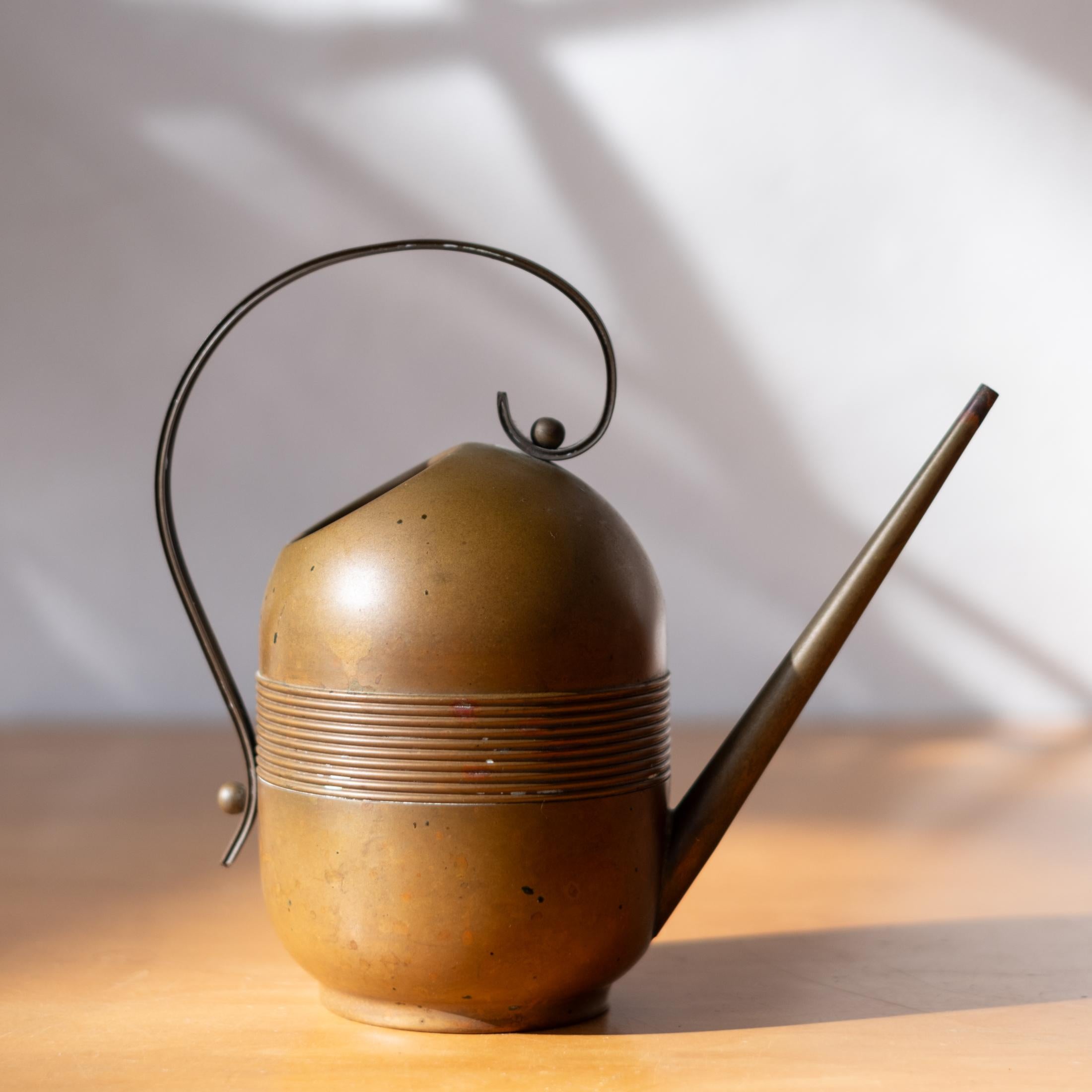 American Art Deco Copper and Brass Watering Can by Chase For Sale