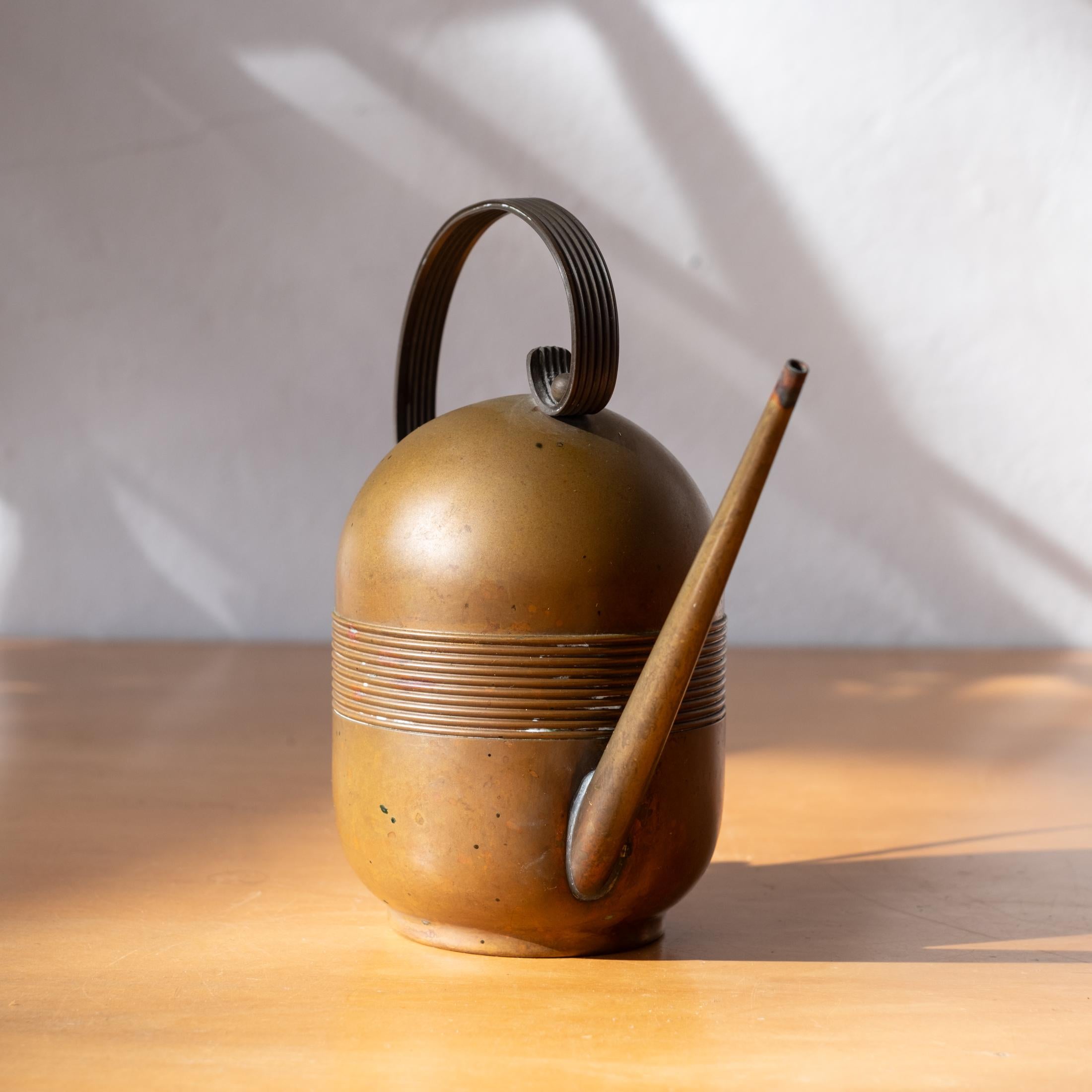 Mid-20th Century Art Deco Copper and Brass Watering Can by Chase For Sale