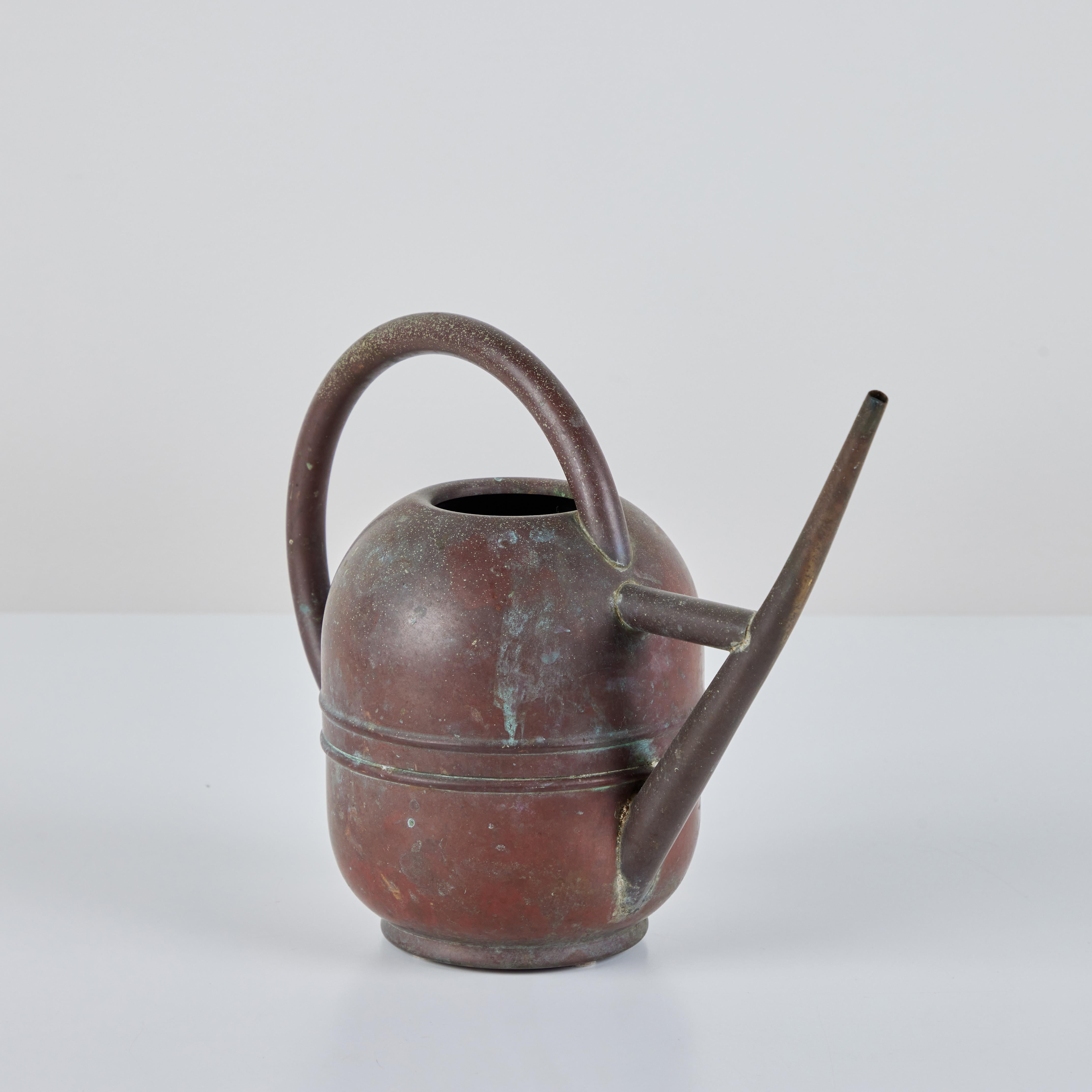 Patinated Art Deco Copper and Brass Watering Can by Chase