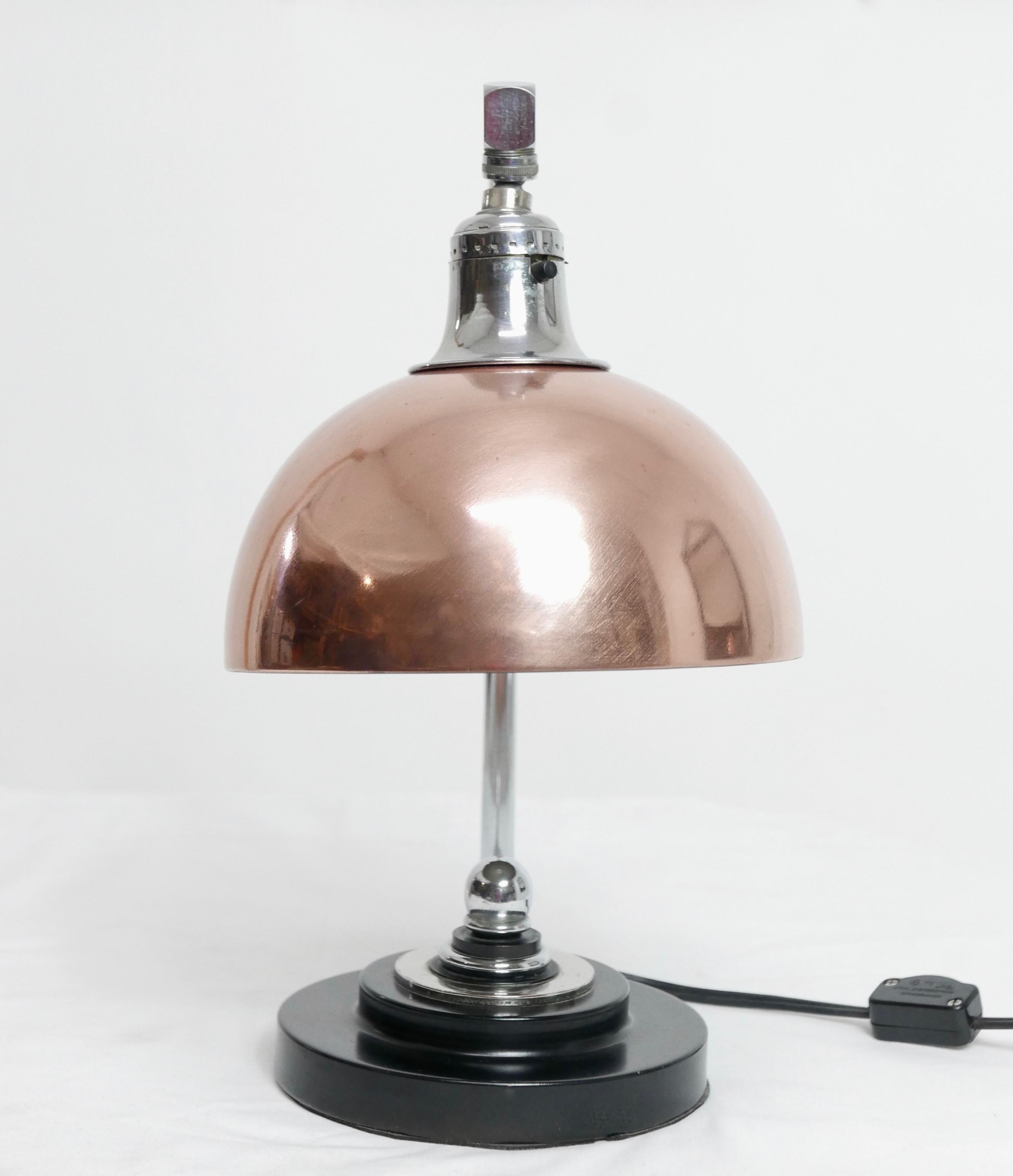 Art Deco Copper and Chrome Desk Lamp 2