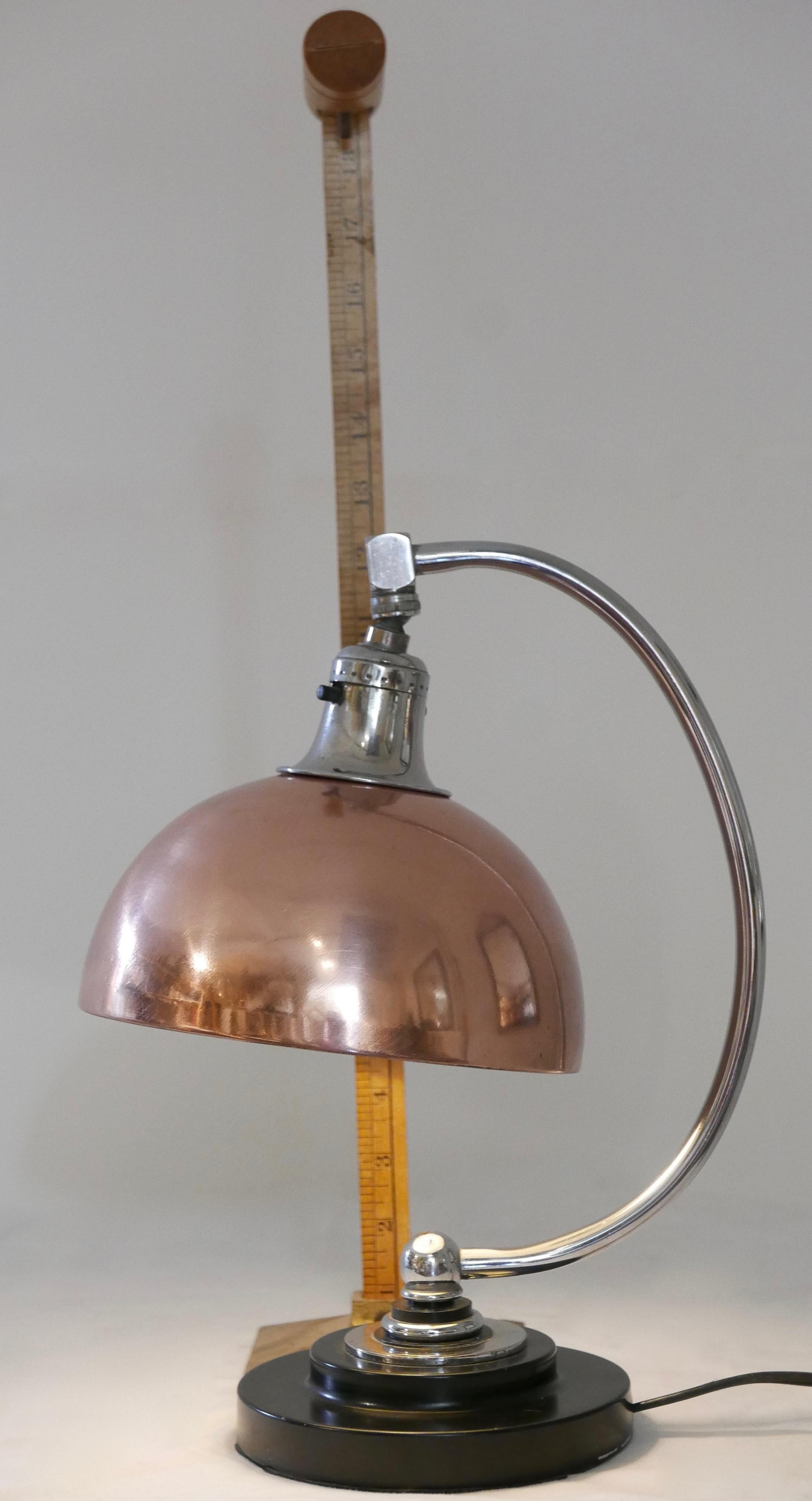 Art Deco Copper and Chrome Desk Lamp 4