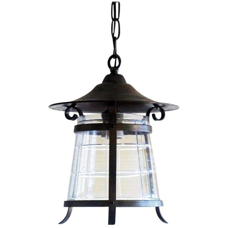 Large Art Deco Style Geometric Lantern With Translucent Yellow ...
