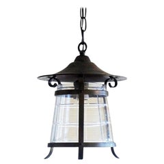 Art Deco Copper and Cut-Glass Lantern