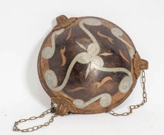 Plafoniera Dinanderie Art Deco in rame e smalto di Herve Wahlen