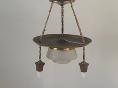 Art Deco Copper and Glass Ceiling Lamp, 1940s, Germany
