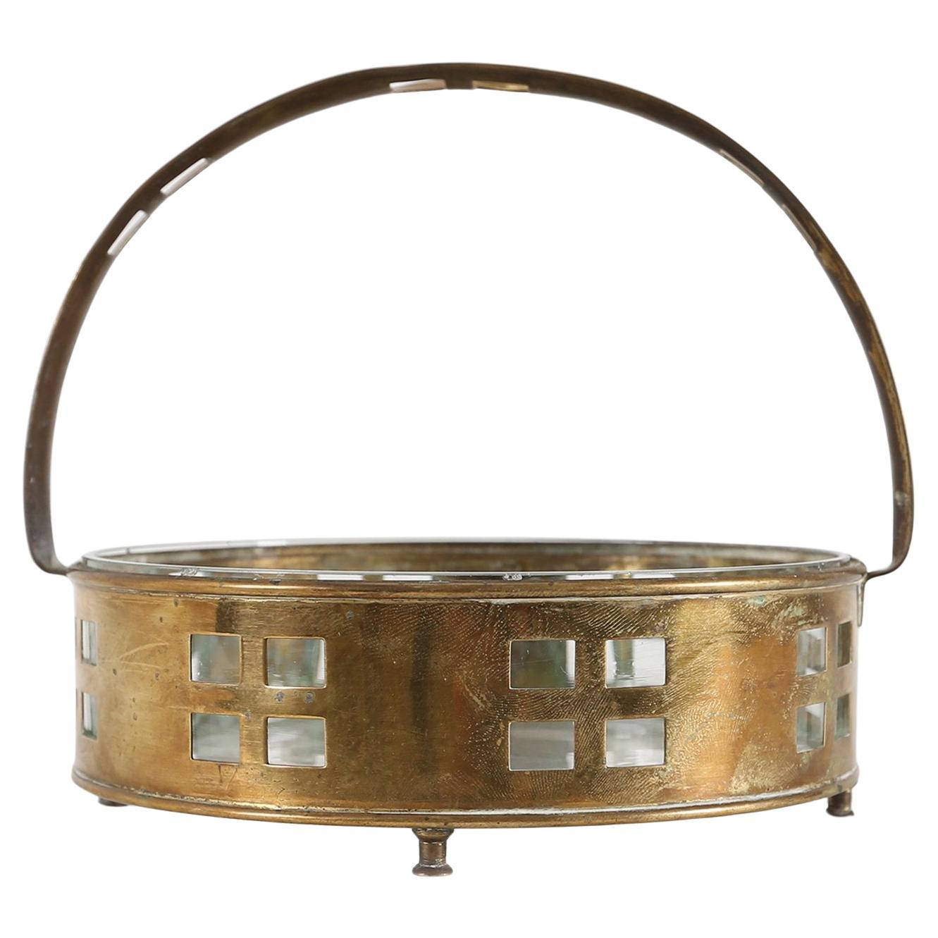 Art Deco copper and glass fruit basket in the style of Hans Ofner, Austria ca. 1