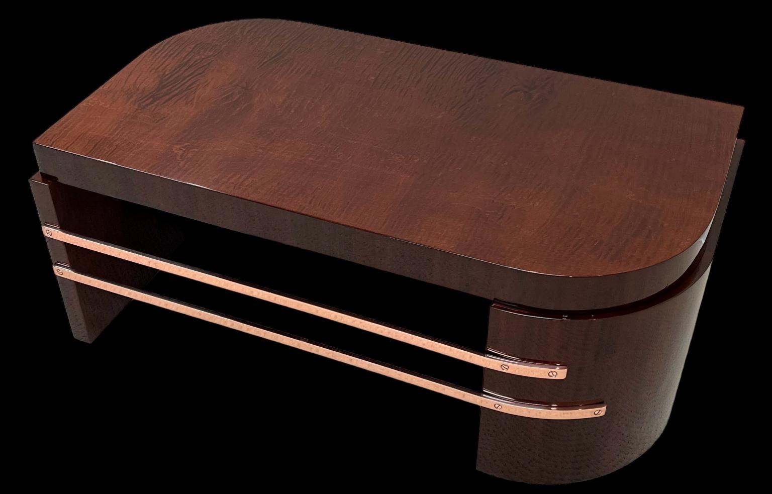 Machine Age  Art Deco Copper and Walnut Cocktail Table attributed to Donald Deskey C.1930 For Sale