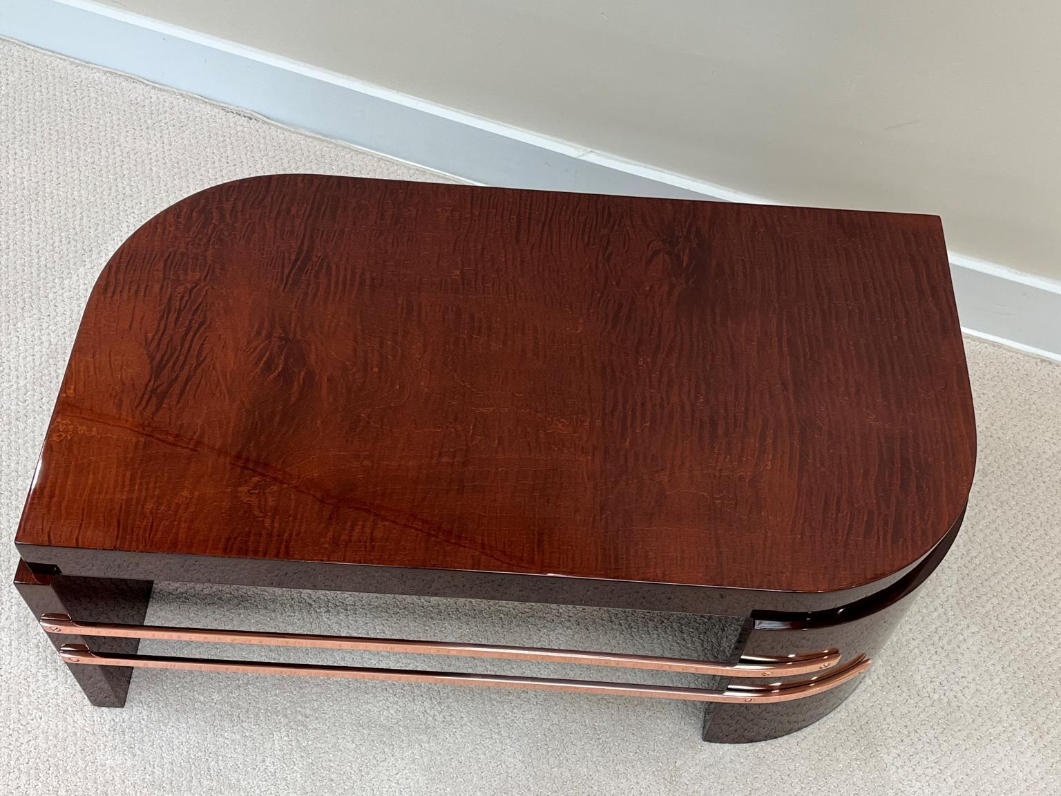  Art Deco Copper and Walnut Cocktail Table attributed to Donald Deskey C.1930 For Sale 1