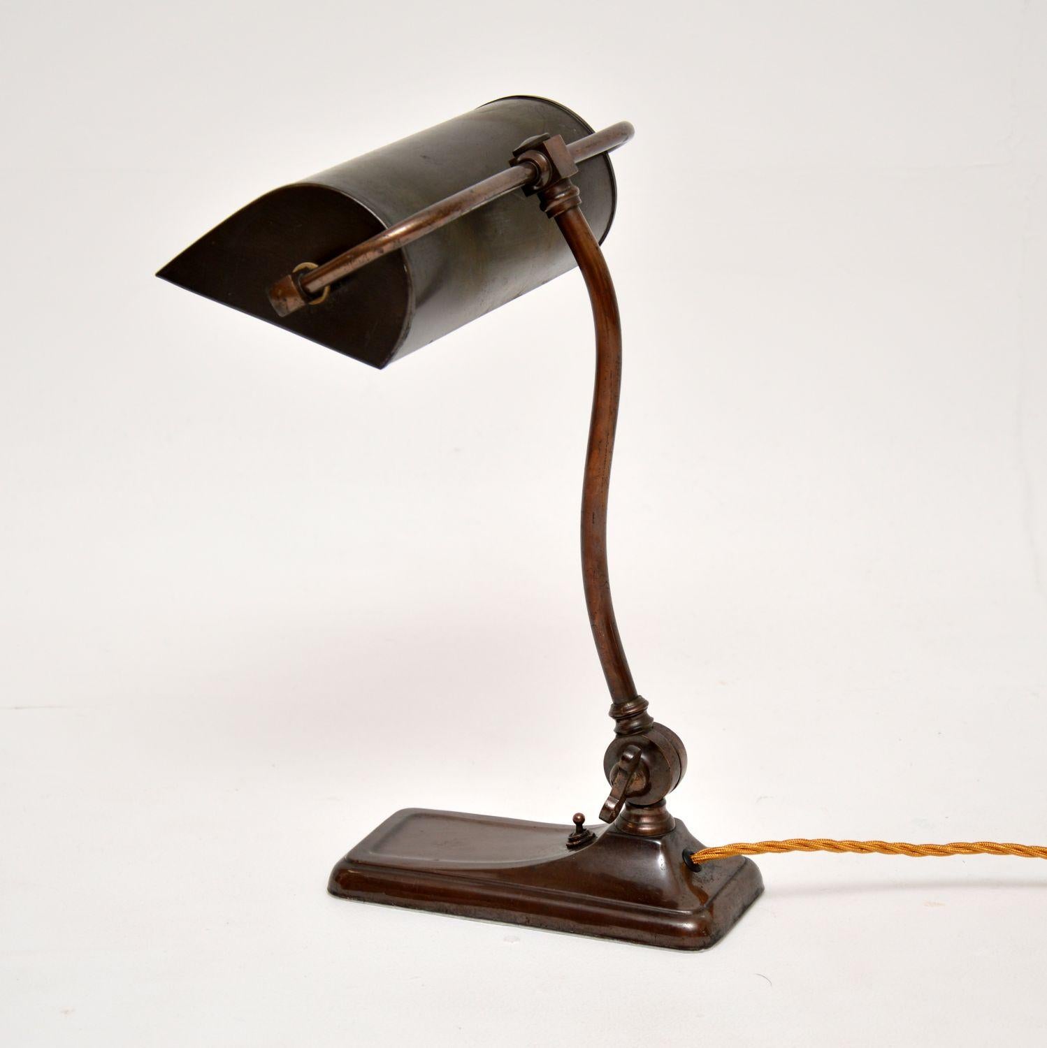 Art Deco Copper Bankers Desk Lamp In Good Condition In London, GB