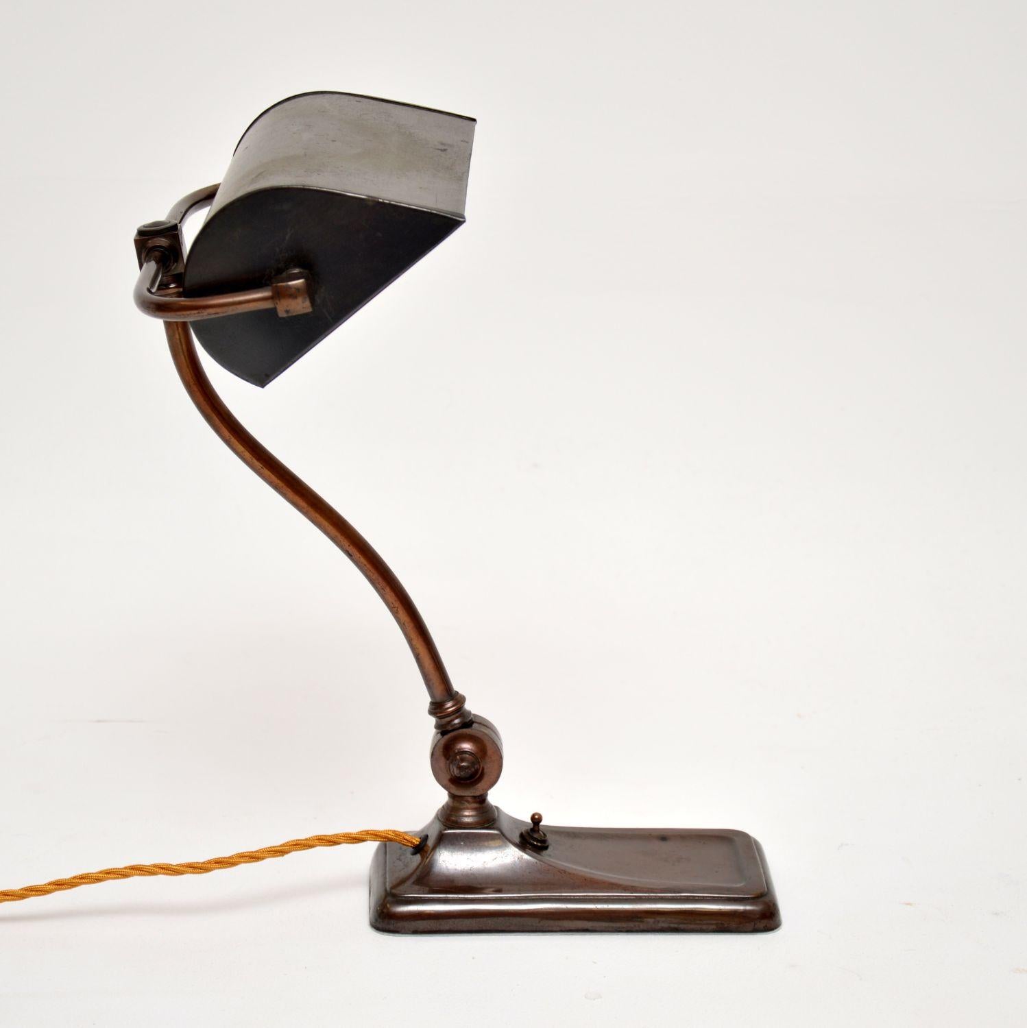 Art Deco Copper Bankers Desk Lamp 2