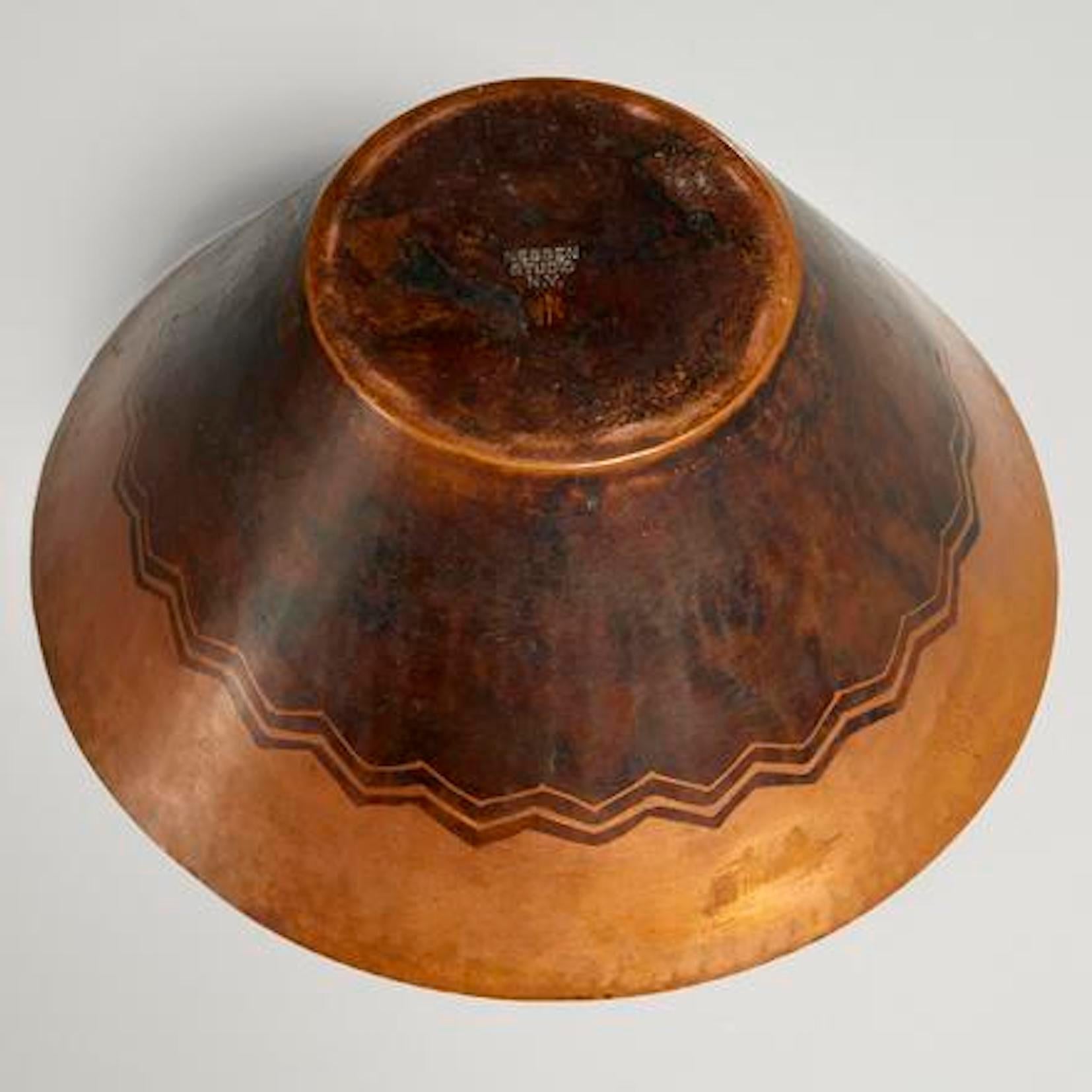 Art Deco Copper bowl  Walter Von Nessen Studio For Sale 1