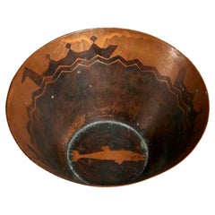 Antique Art Deco Copper bowl  Walter Von Nessen Studio