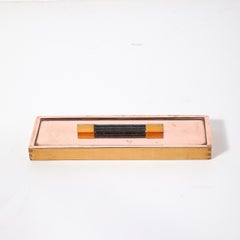 Art Deco Copper Box with Teak Handle signed Manning Bowman