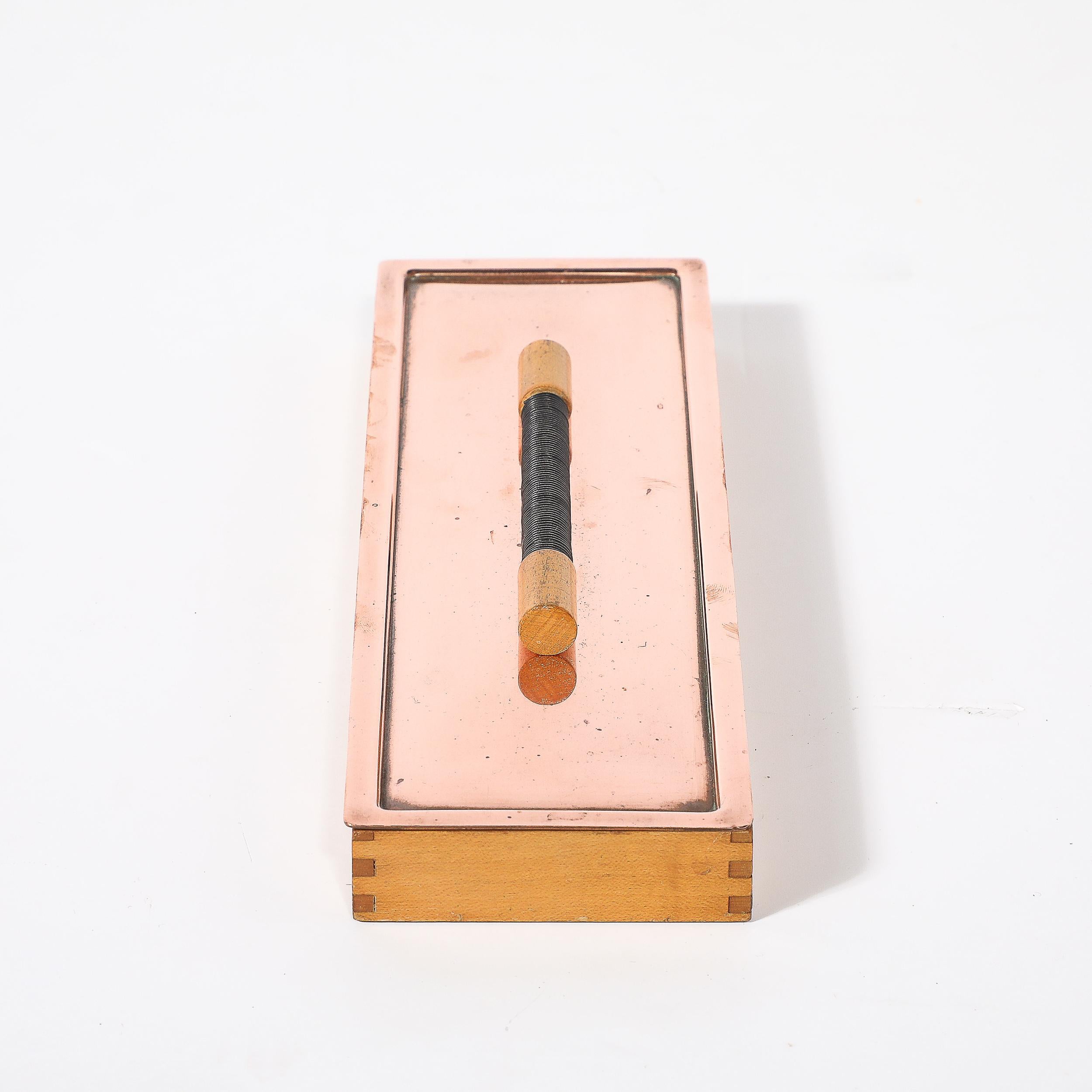 Art Deco Copper Box with Teak Handle signed Manning Bowman For Sale 4