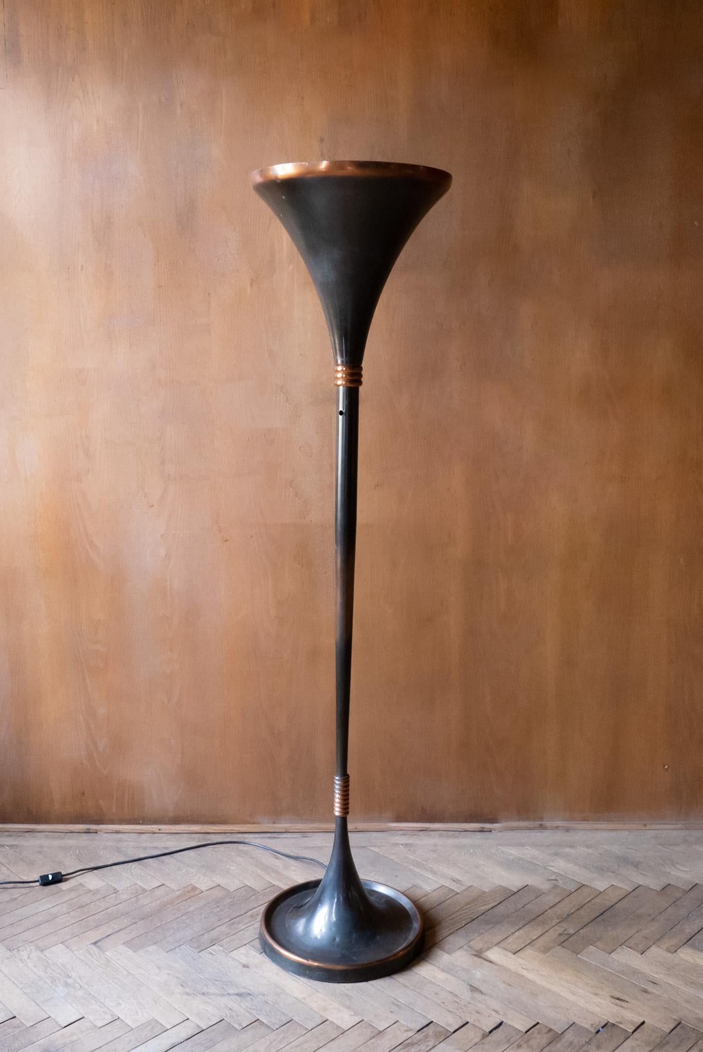 Art Deco Copper Brown Floor Lamp by Pietro Chiesa, Italy, 1950s 9