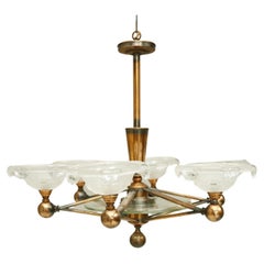 Vintage Art Deco Copper Chandelier- Atomic