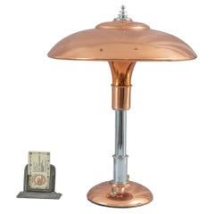 Vintage Art Deco Copper & Chrome "Guardsman" Table Lamp by Faries
