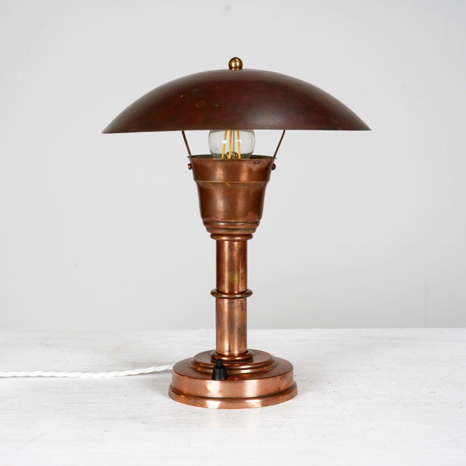French Art Deco Copper Desk Lamp
