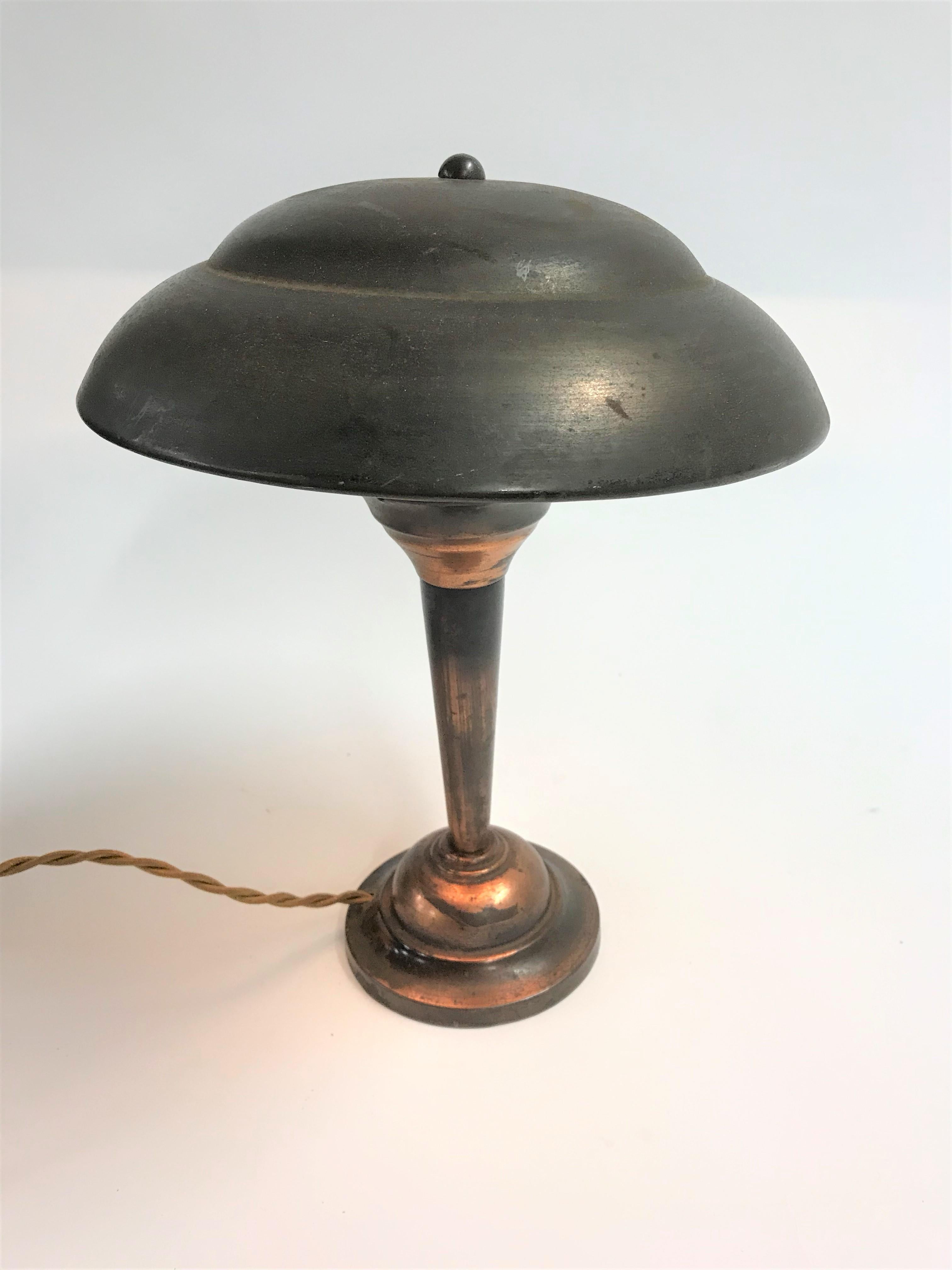 Art Deco Copper Desk Lamp 'Mushroom', 1930s 3