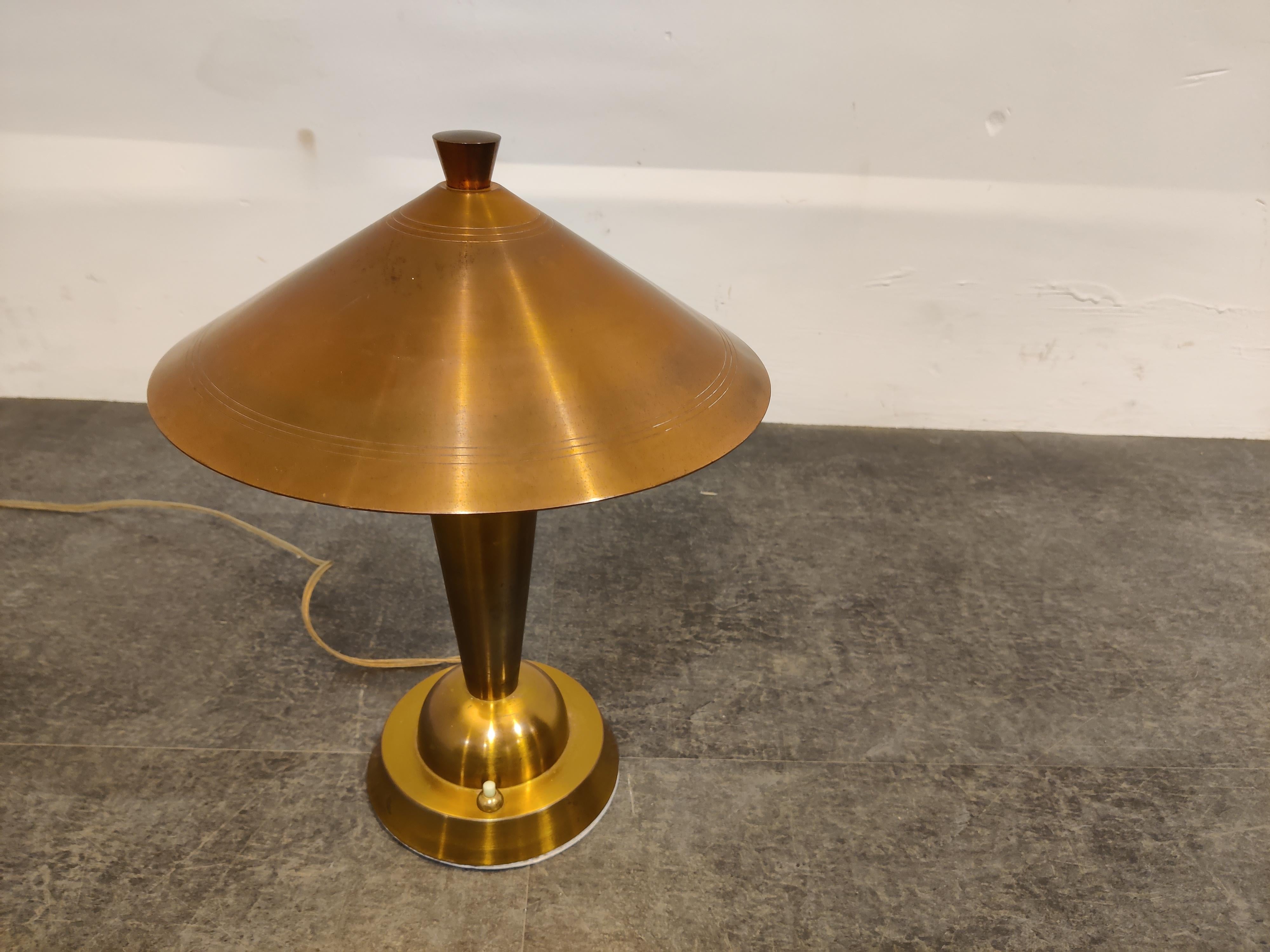 Art Deco Copper Desk Lamp 'Mushroom', 1930s In Good Condition In HEVERLEE, BE