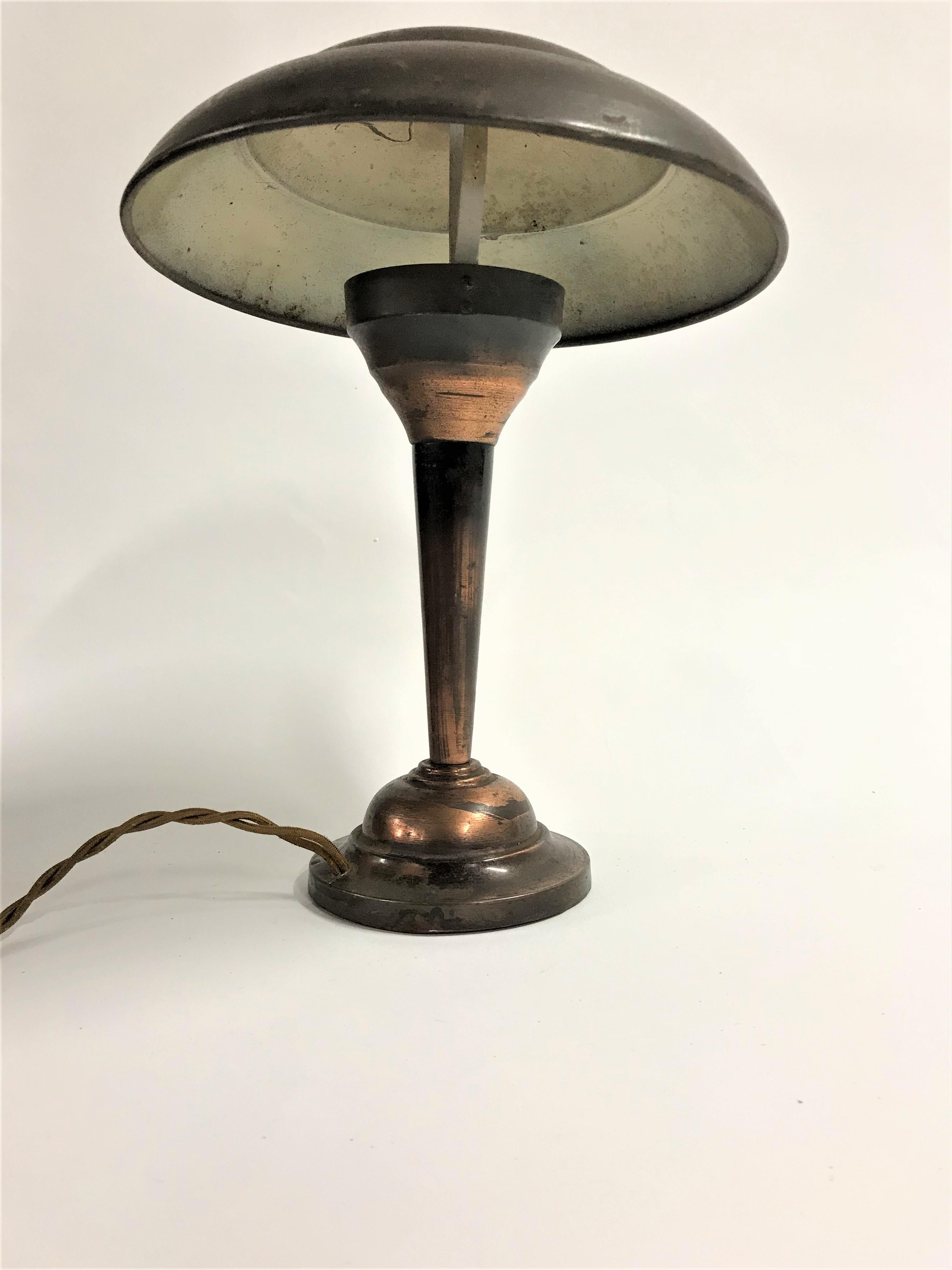 French Art Deco Copper Desk Lamp 'Mushroom', 1930s