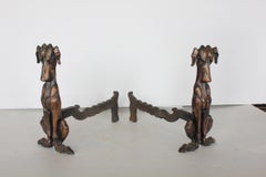 Art Deco Copper Dog Andirons