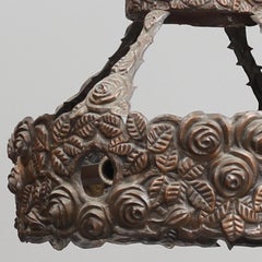 Art Deco Copper Flower Ceiling Lamp Base, 1900s