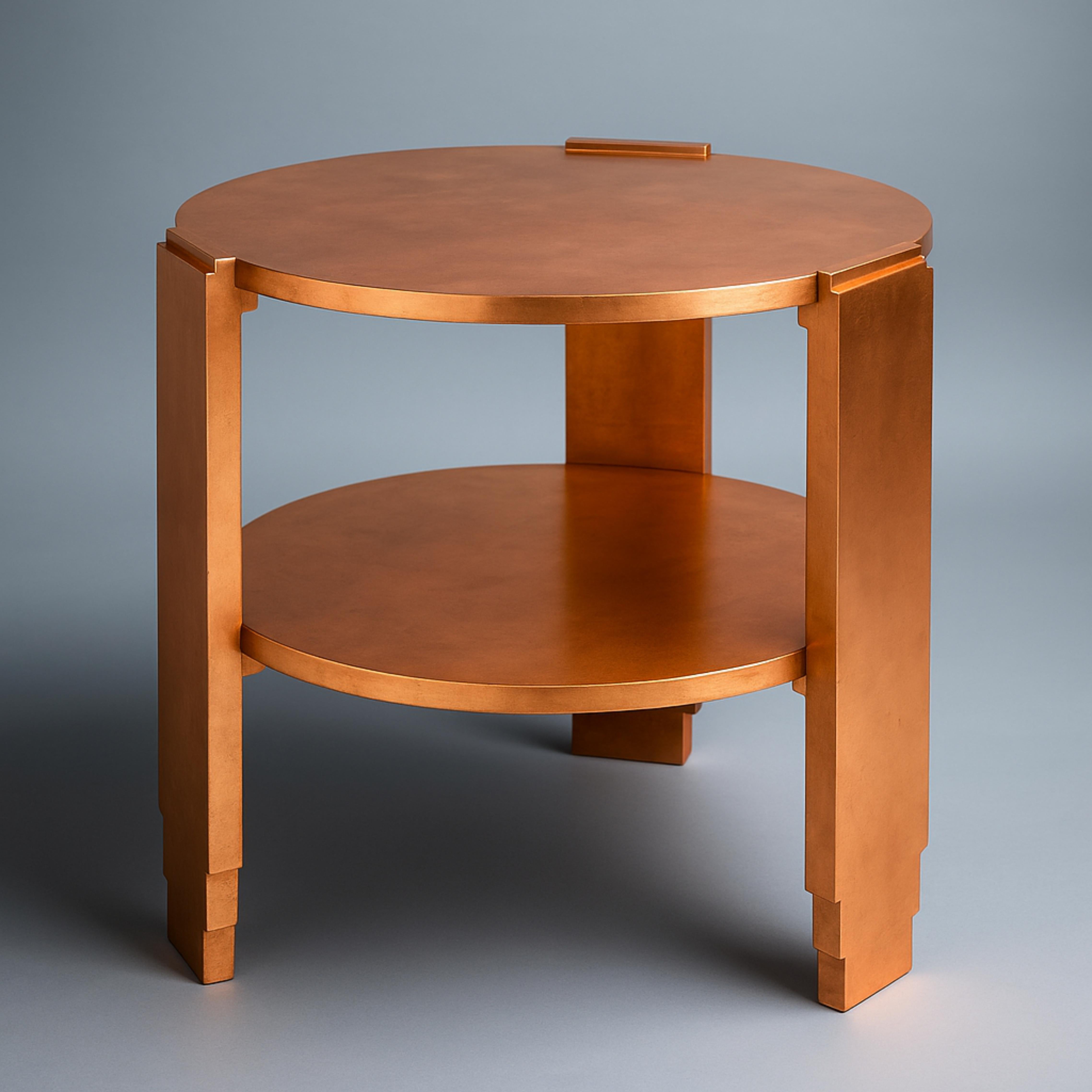 French Art Deco Copper Gilt Round Center Table, 20th Century For Sale