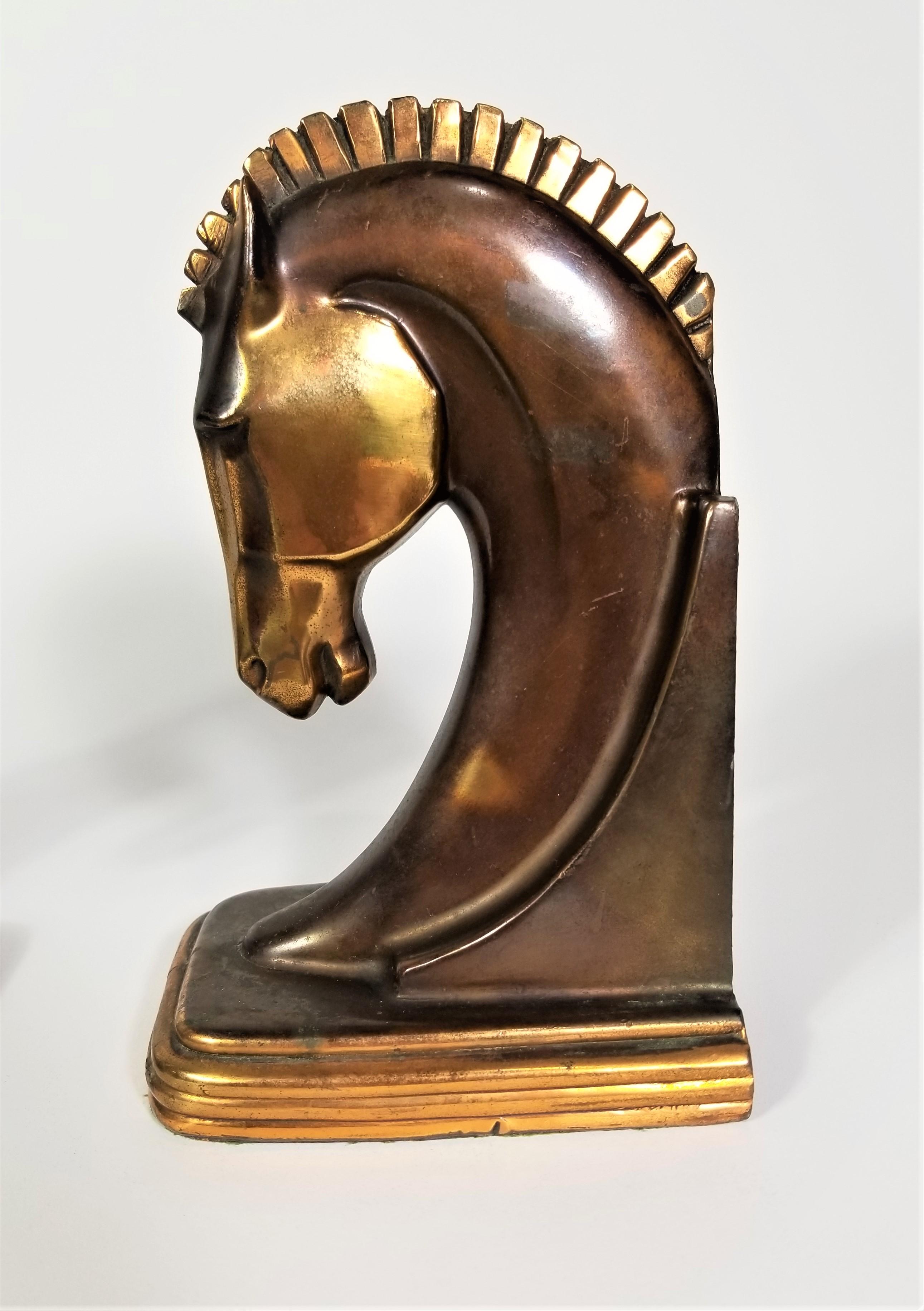 Art Deco Copper Horse Bookends 6