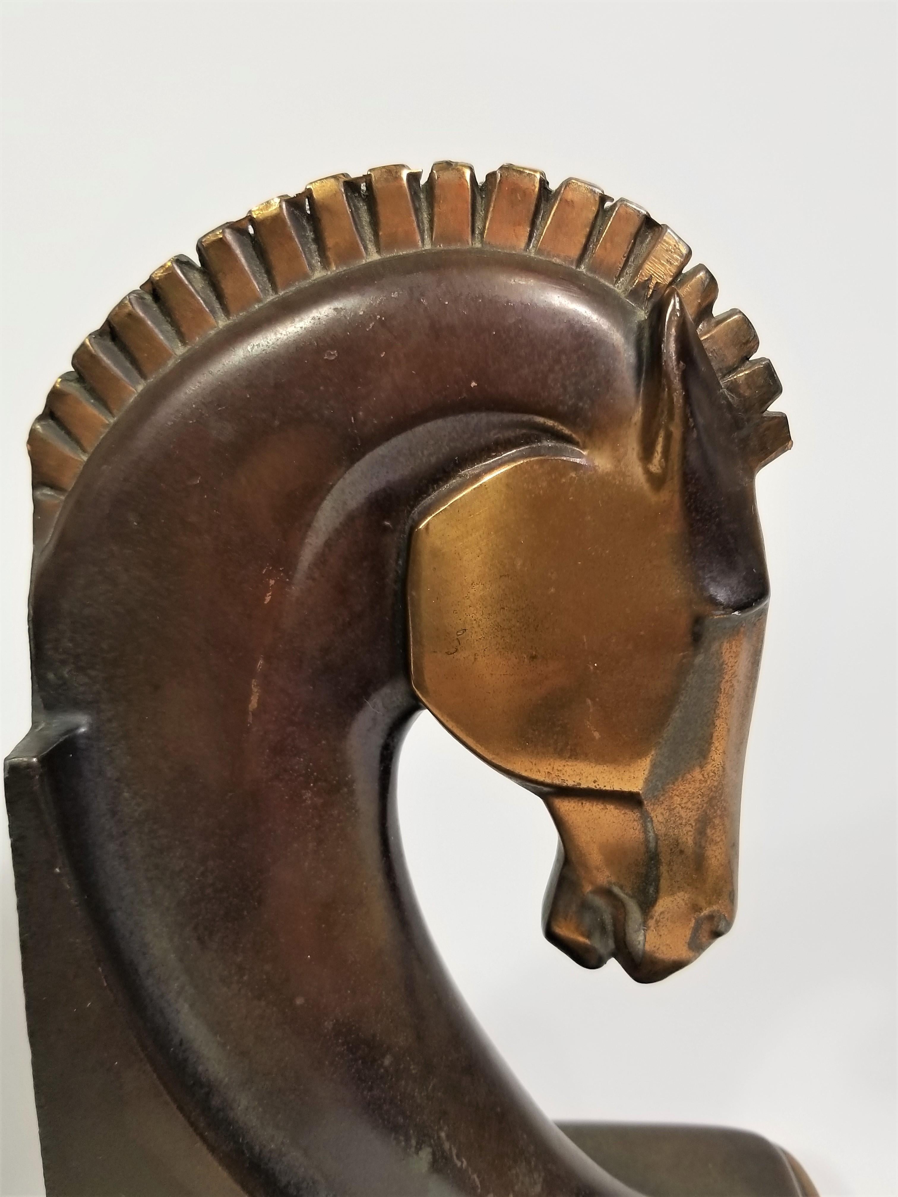 Art Deco Copper Horse Bookends 9