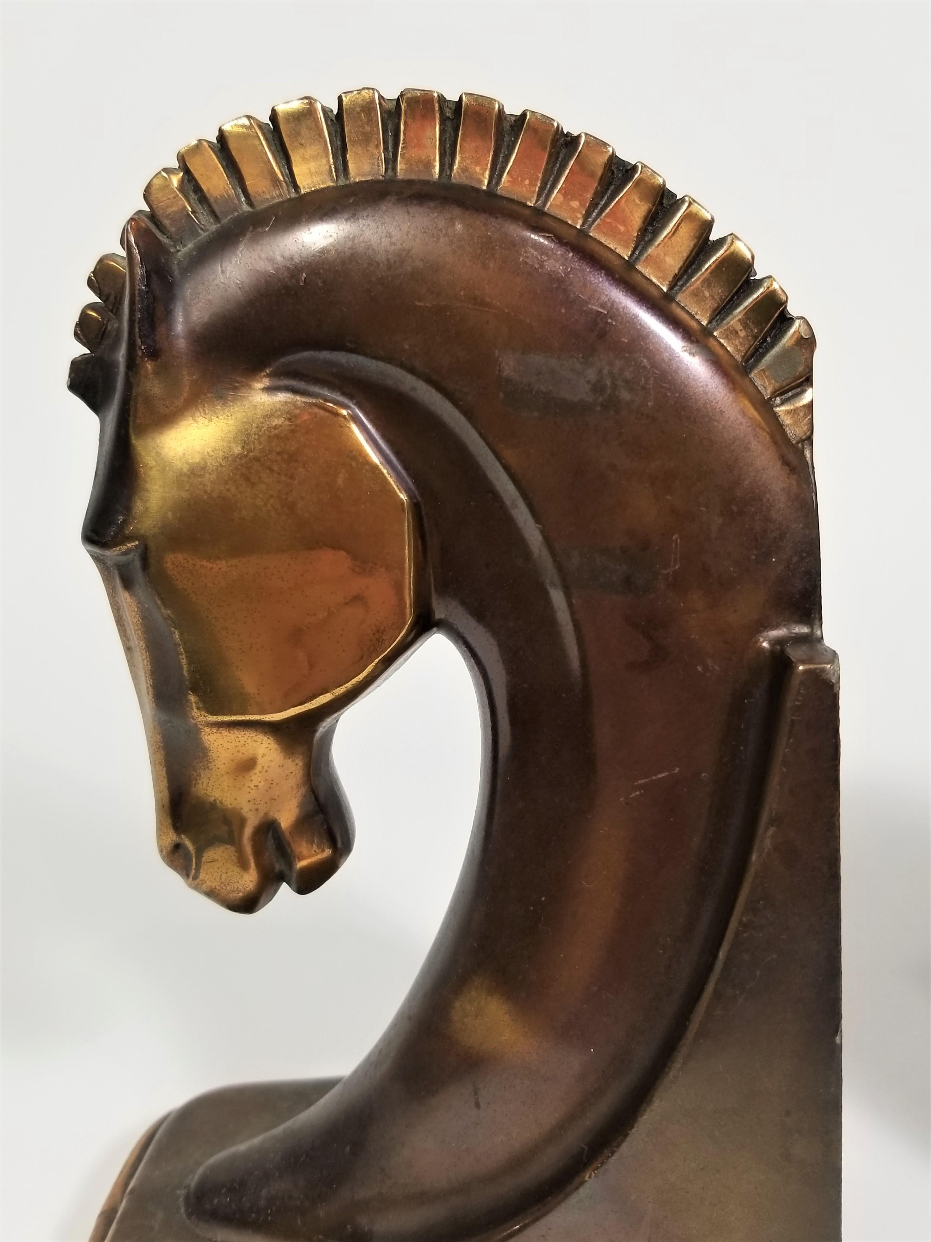 Art Deco Copper Horse Bookends 10