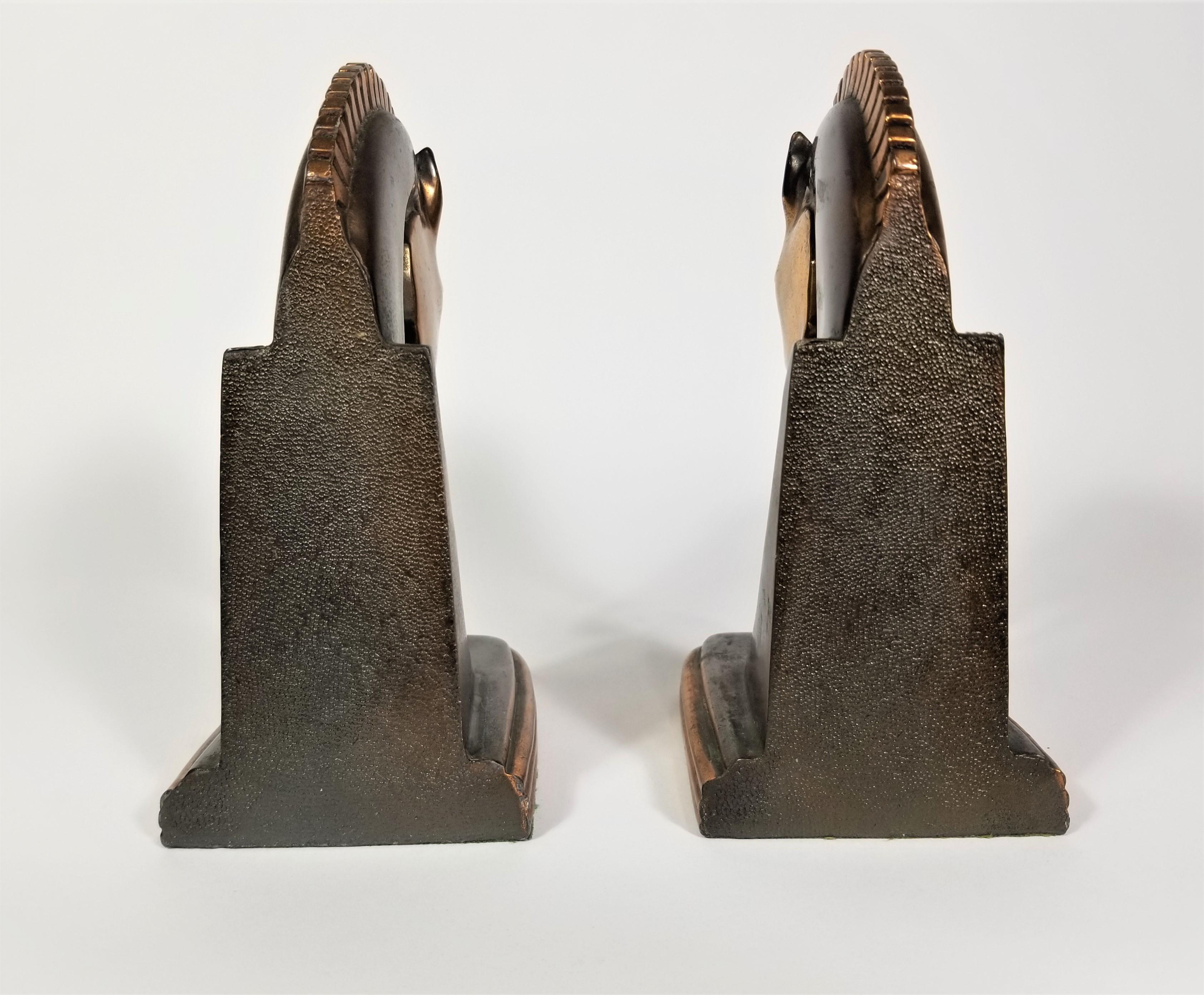 Art Deco Copper Horse Bookends 11