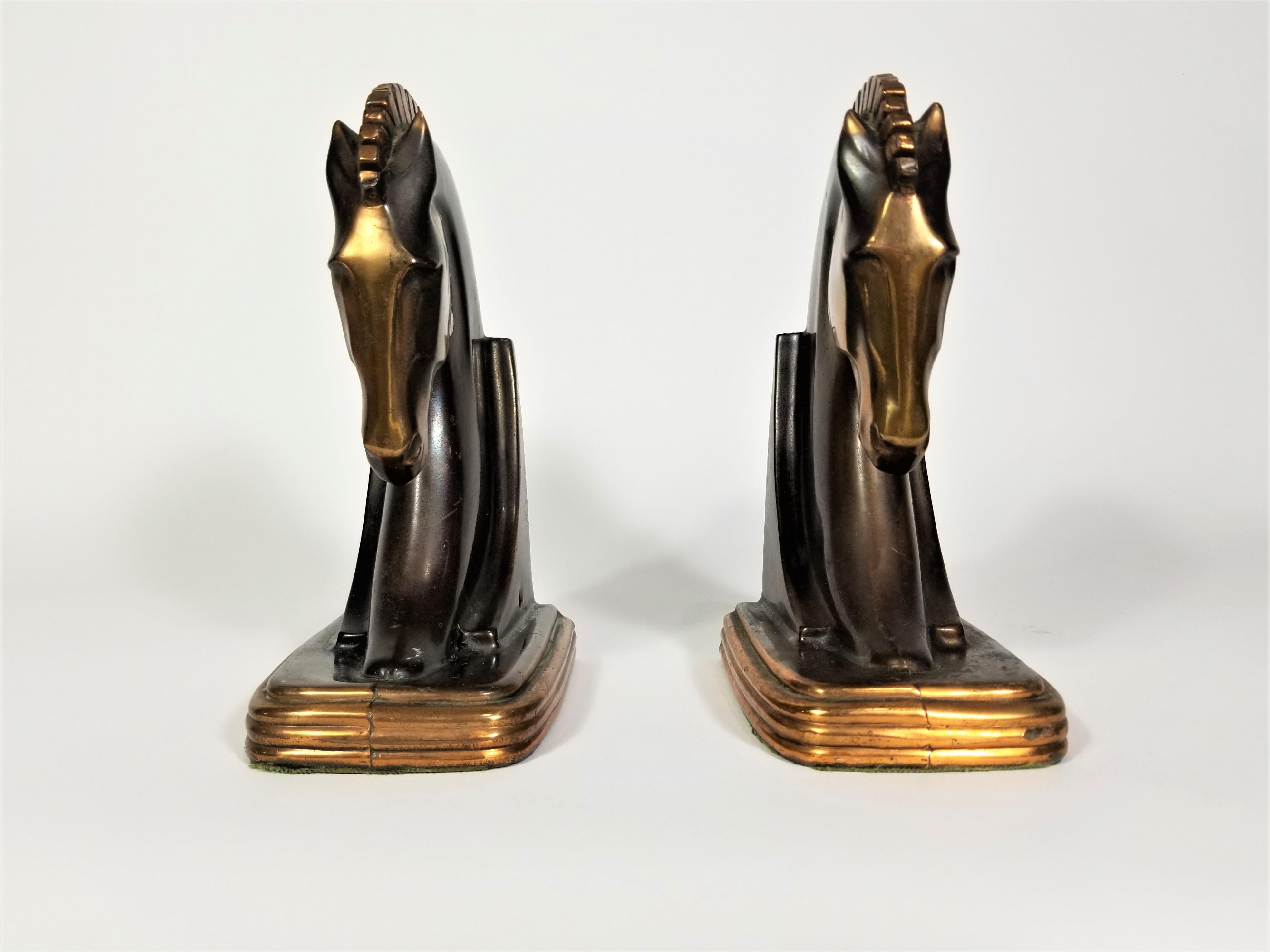 Art Deco Copper Horse Bookends 13