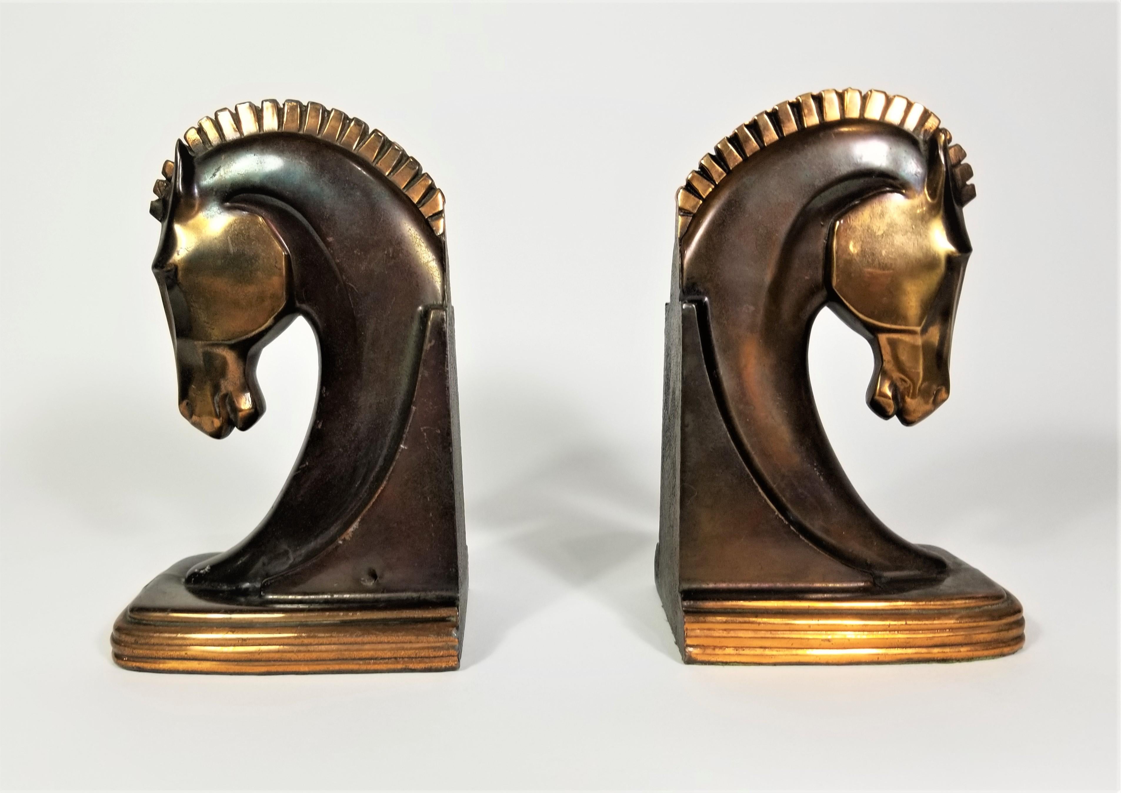 Art Deco Copper Horse Bookends 14