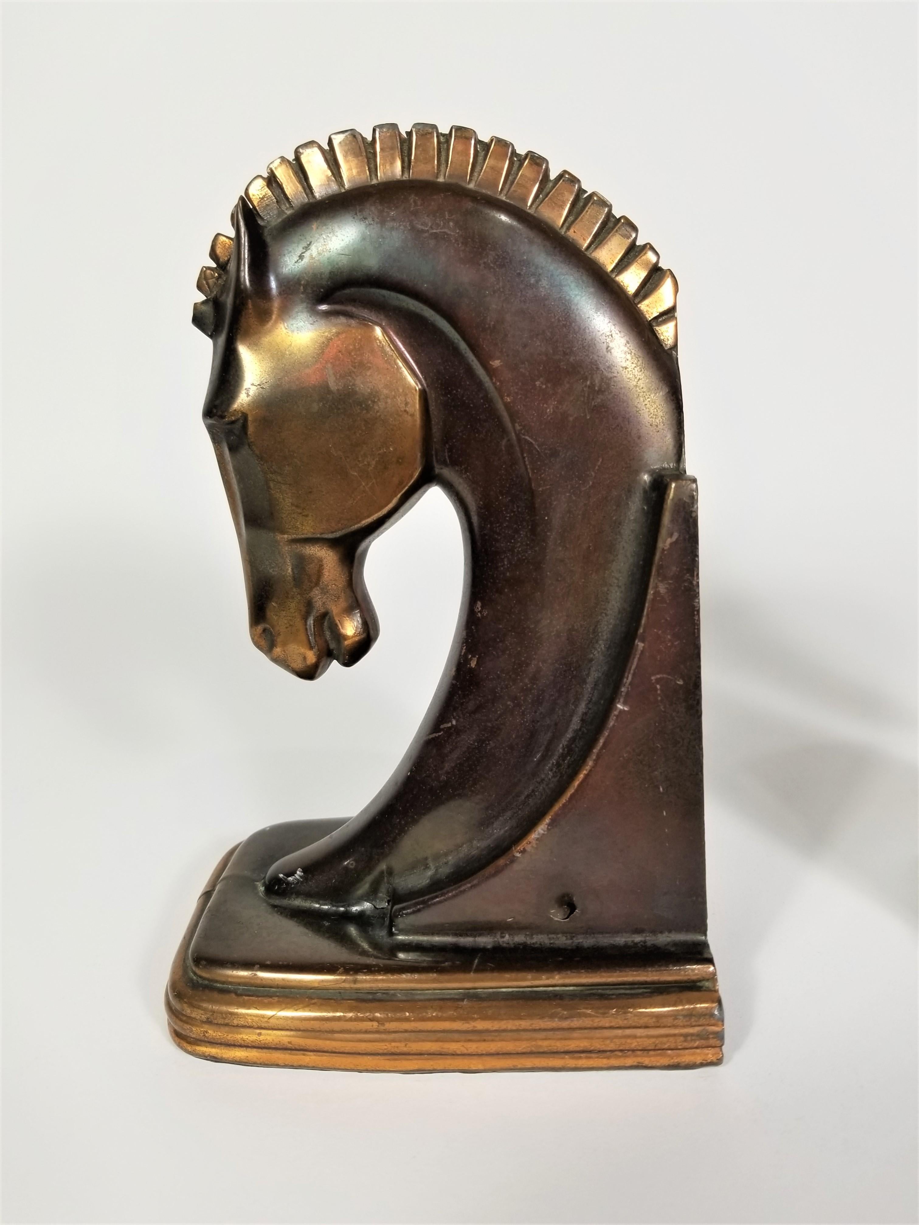Art Deco Copper Horse Bookends 1