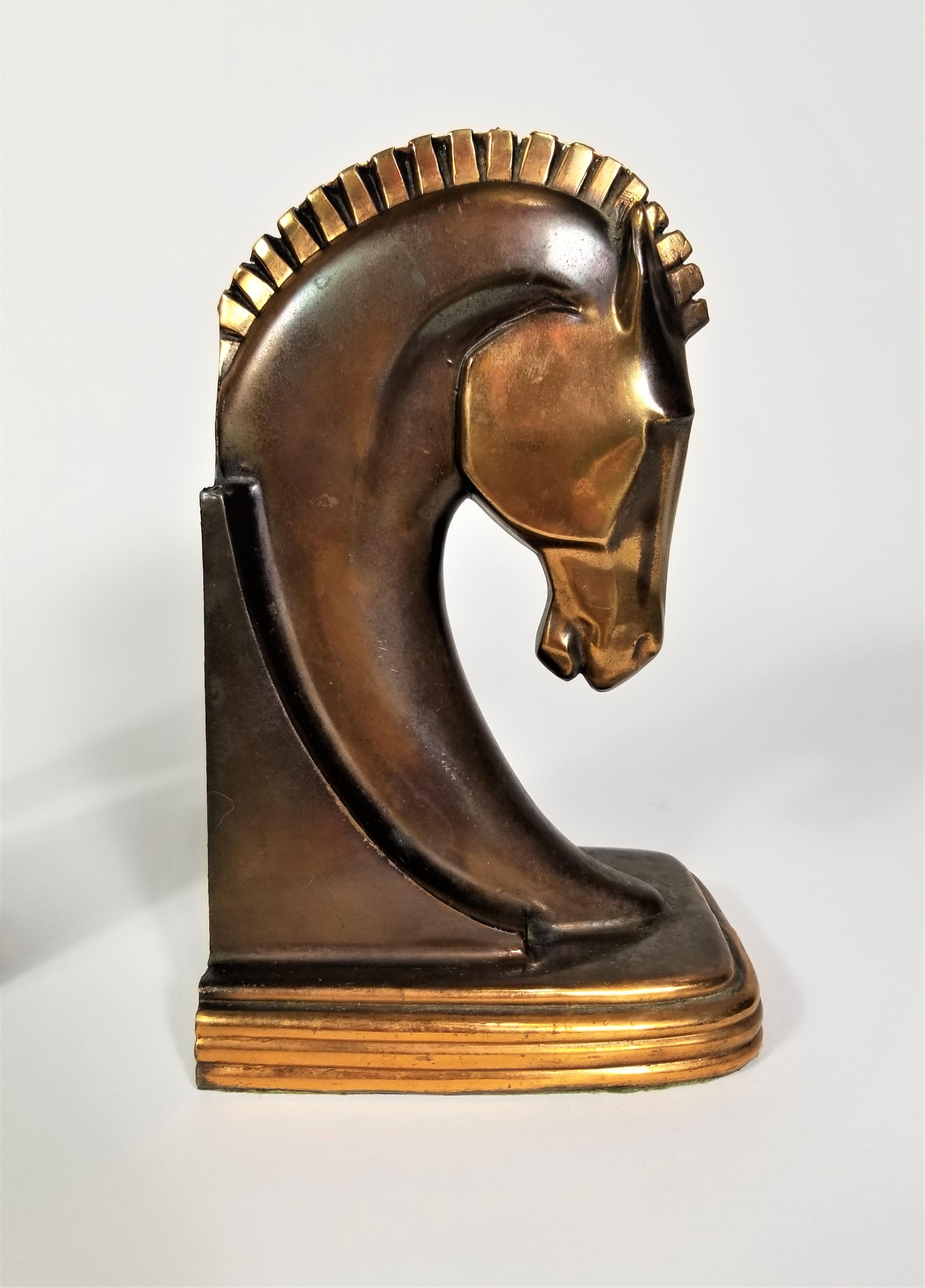 Art Deco Copper Horse Bookends 2