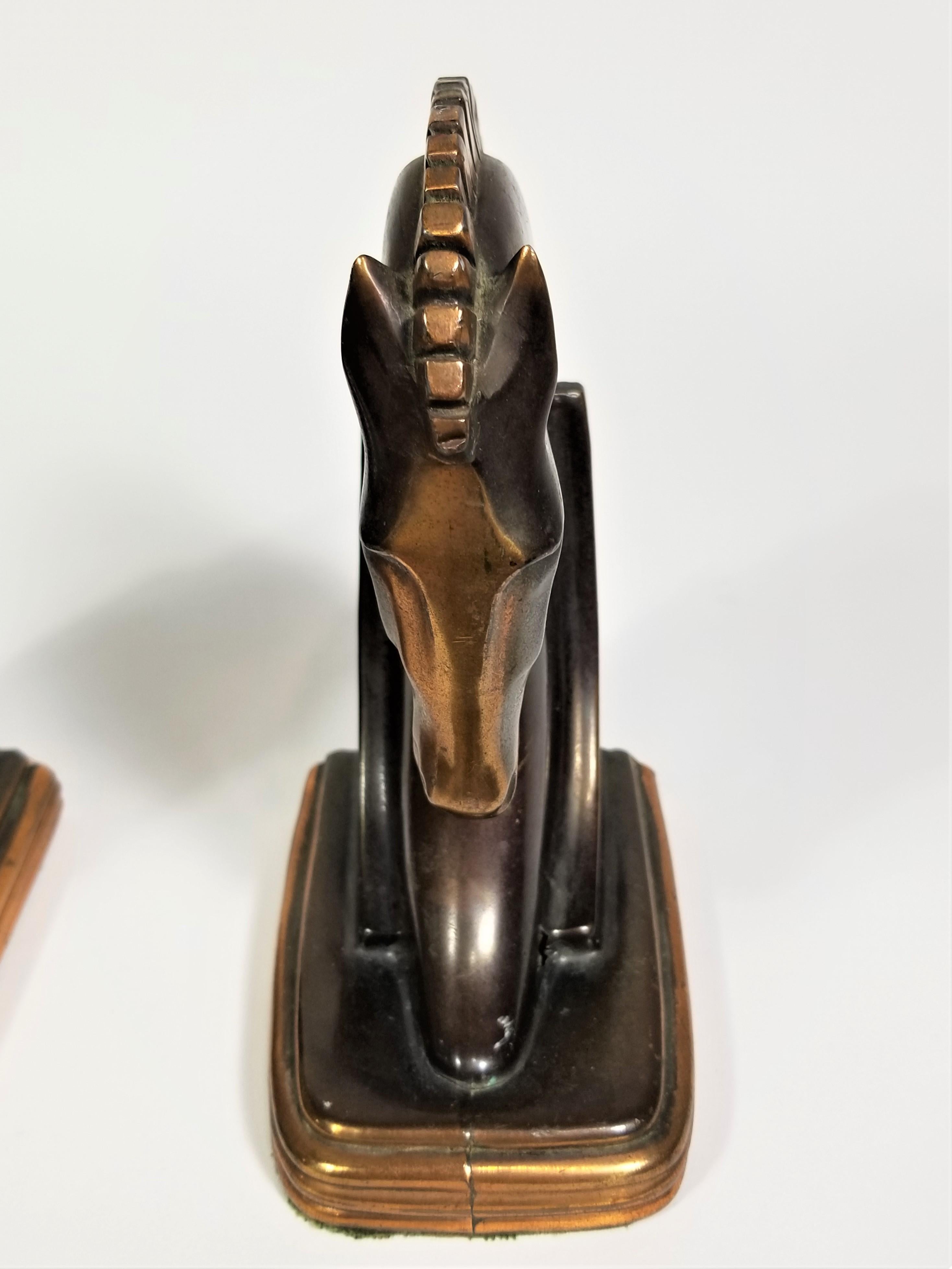 Art Deco Copper Horse Bookends 3