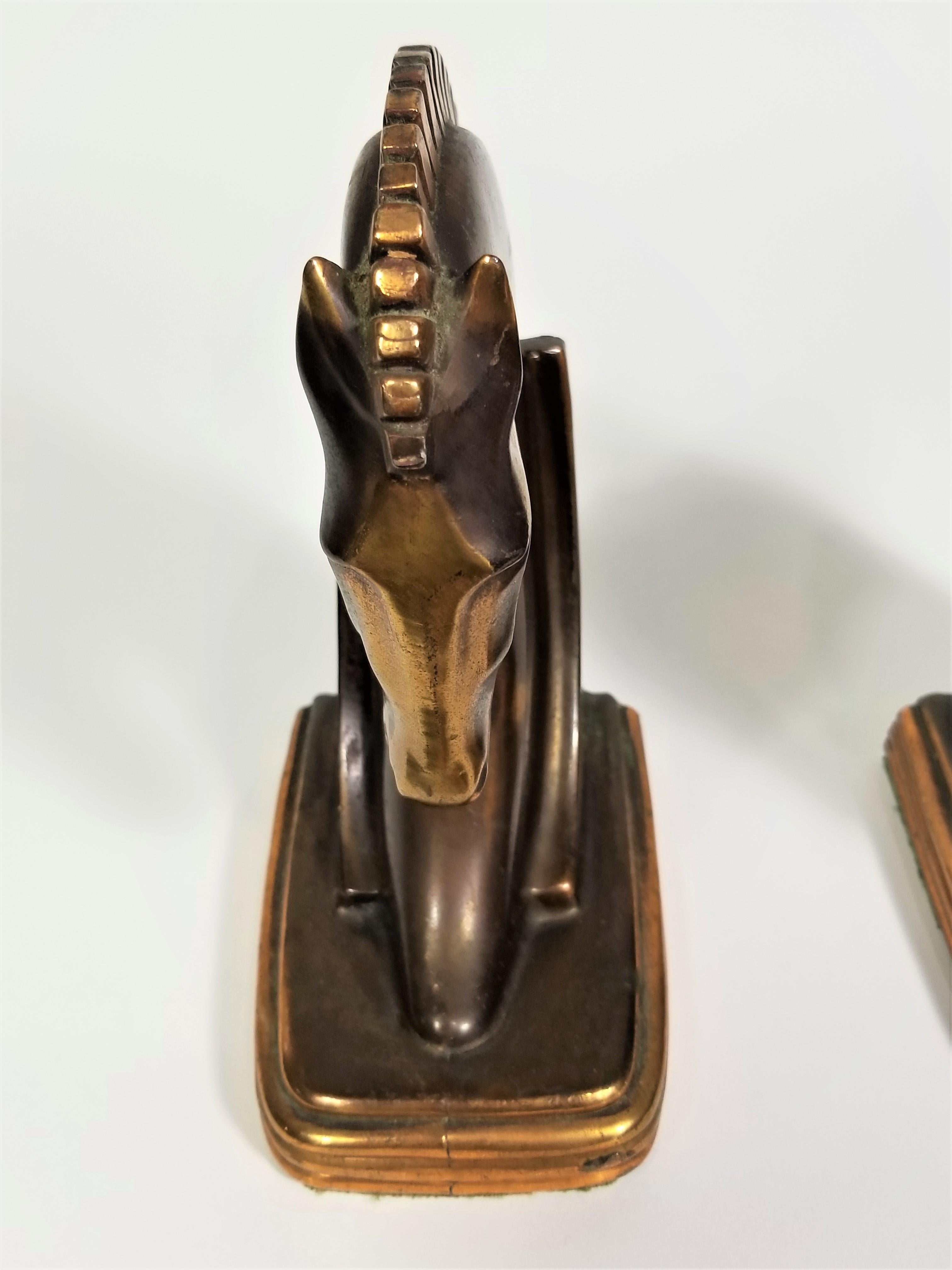 Art Deco Copper Horse Bookends 4