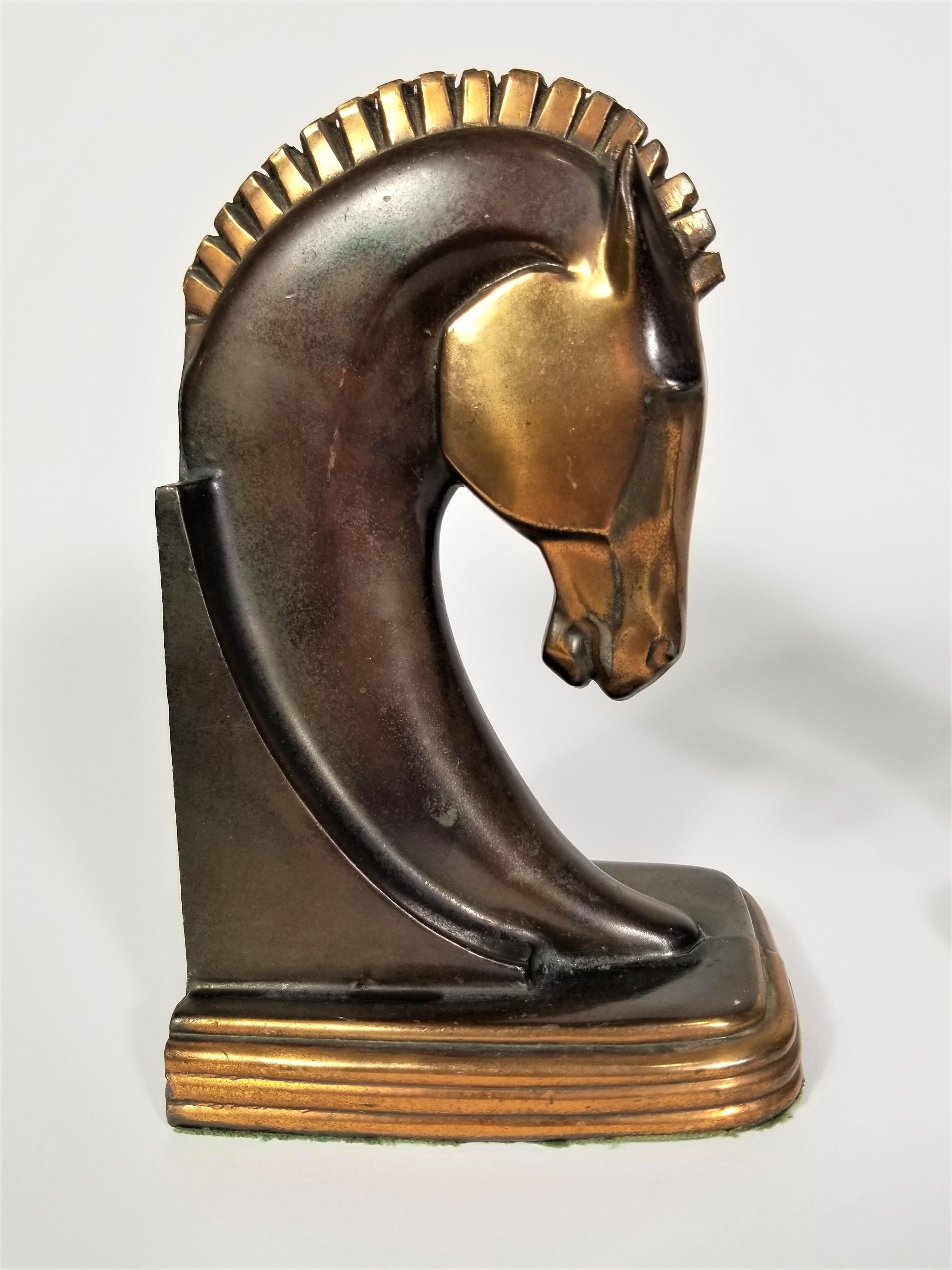 Art Deco Copper Horse Bookends 5