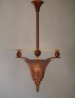 Art Deco Copper Pendant Chandelier