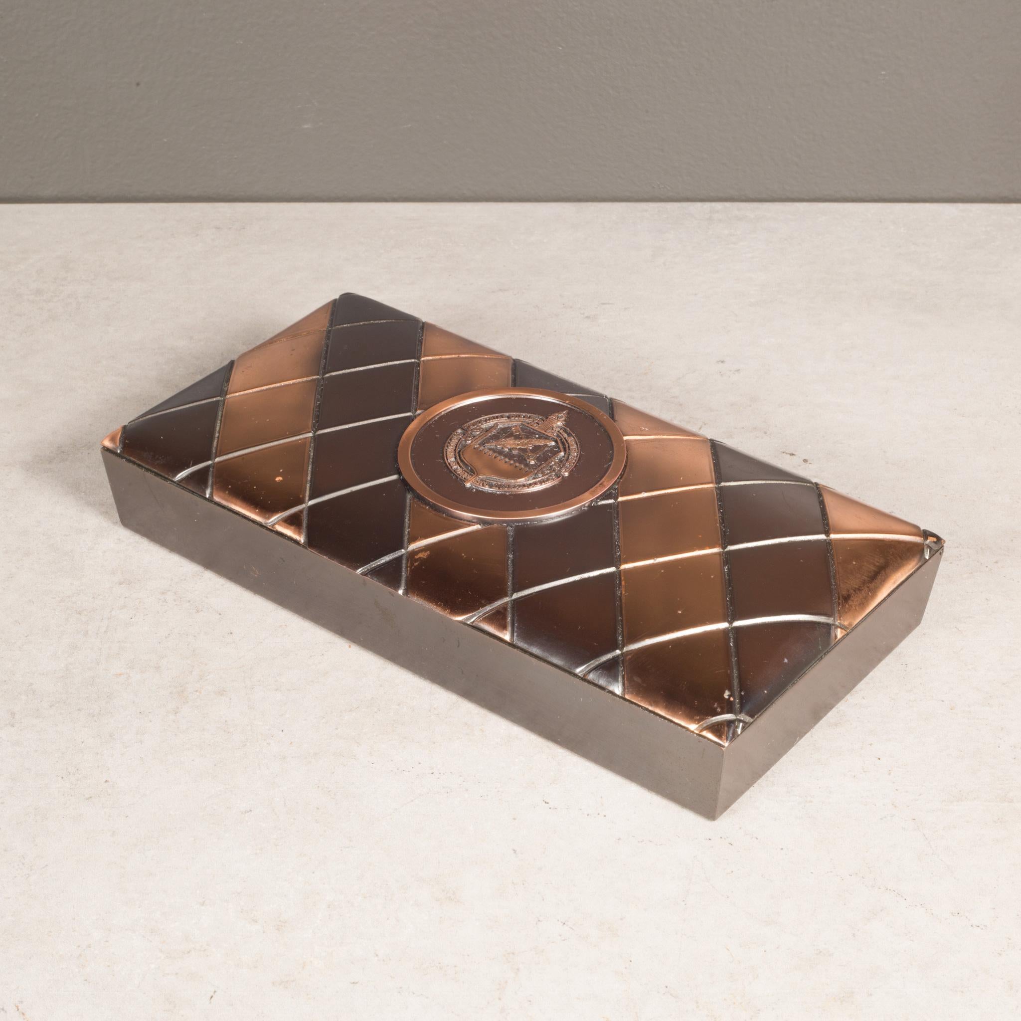 American Art Deco Copper Plate Cigar Box, c.1930