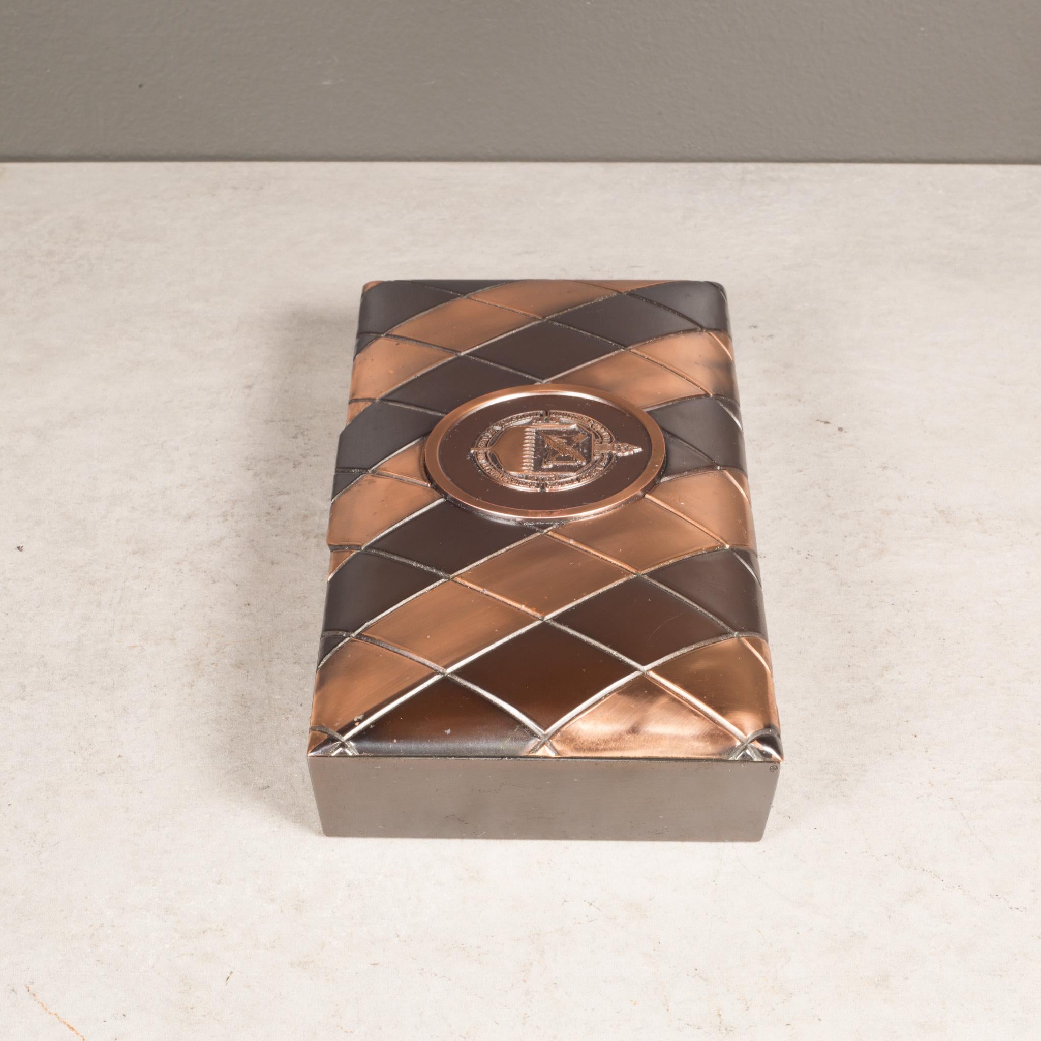 Cork Art Deco Copper Plate Cigar Box, c.1930