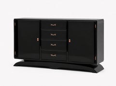 Art Deco Verkupferte, schwarz lackierte Anrichte, 1940er Jahre